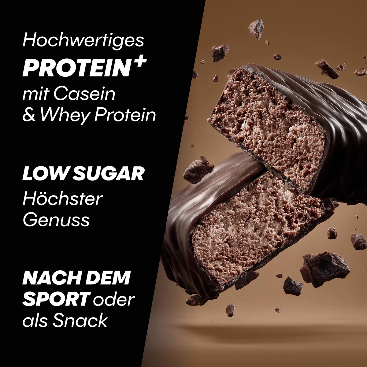 Powerbar - Protein Plus - Low Sugar - Chocolate-Brownie - 30x35g - Riegel mit nur 107 Kcal - Fitnessriegel mit Ballaststoffen