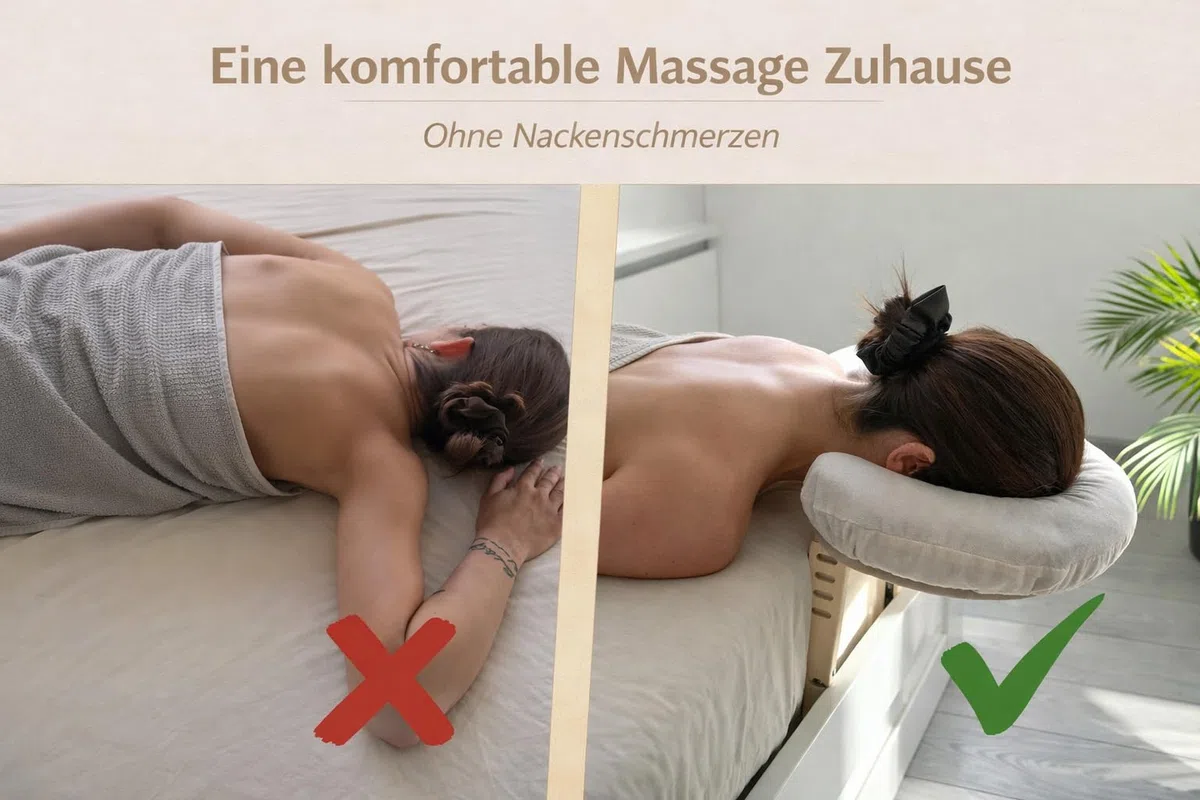 Massage Kopfstütze fürs Bett – Gesichtsauflage für die Heimmassage – Alternative für Massageliege – Passend für alle Betten – Made in Germany