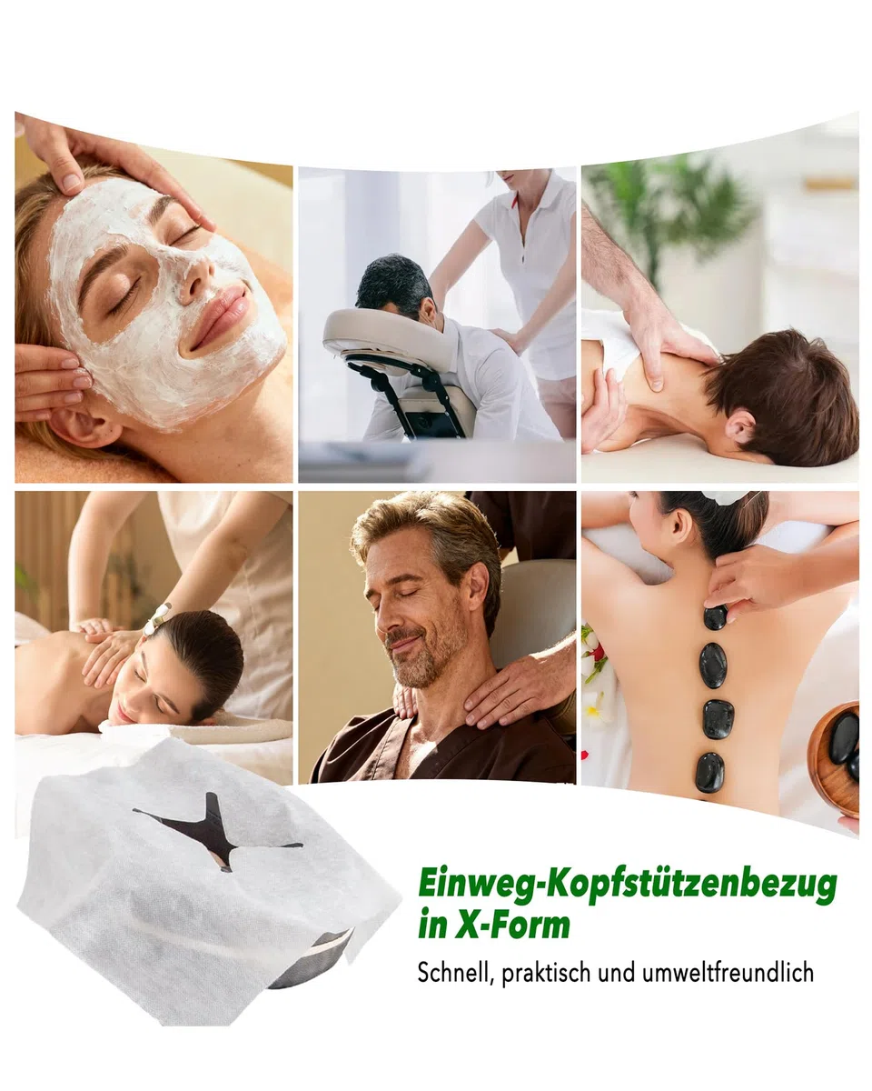 Einweg Nasenschlitztücher Massageliege 600 Stück: Weiche Vliesstoff Kopfauflagen 40x40cm für Massagetisch und Kosmetikbank für Therapeuten und Kosmetikerinnen zur hygienischen Kundenbetreuung