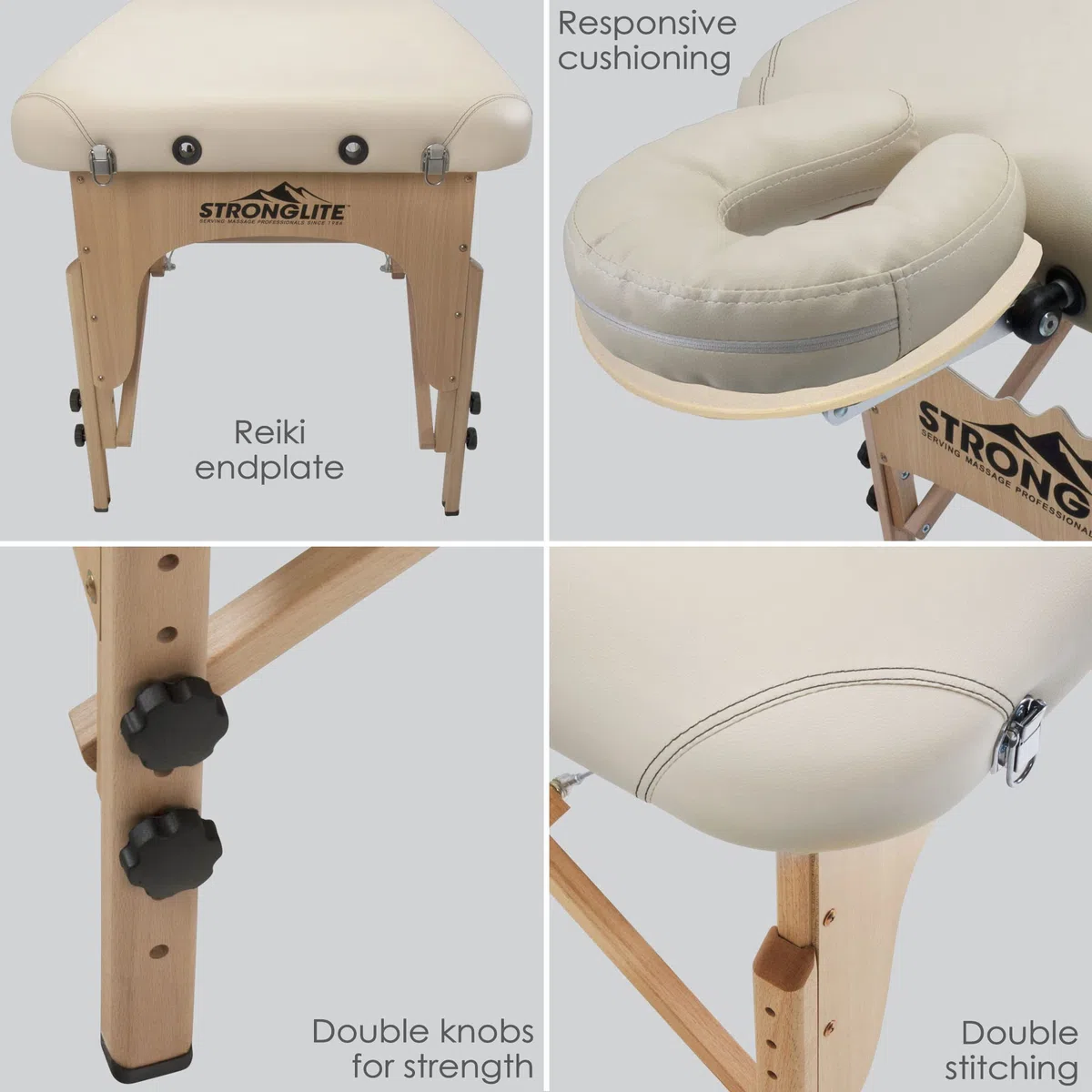 STRONGLITE Massageliege Olympia - Mobiler, Tragbarer Massagetisch inkl. Tasche, Verstellbarer Kopfstütze, Gesichtskissen & Knierolle (70x185cm)