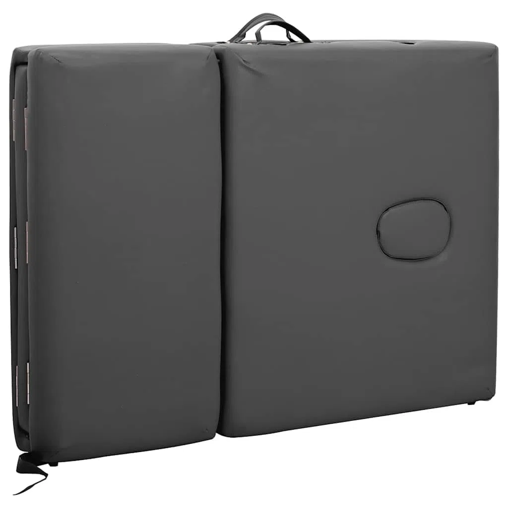 Massagetisch 4 Zonen mit Aluminiumrahmen Anthrazit höhenverstellbar 186×68 cm klappbar, gepolstert, mit Kopfteil, Armauflage und Tragetasche für Praxis, Studio und Wellness