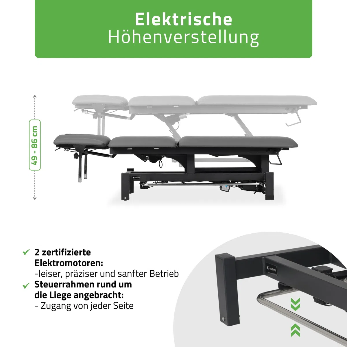 HABYS Fortis 5 Ergo | Elektrische Behandlungsliege Therapieliege Massageliege Massagebank Kosmetikliege | Höhenverstellbare 5-Segmente | 192 x 68 cm