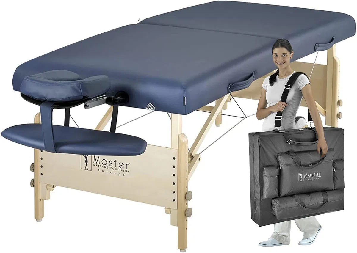 Master Massage Coronado Mobile Massageliege Kosmetikliege Therapiebett Behandlungsliege Massagebank Klappbar Holz 71cm Königsblau