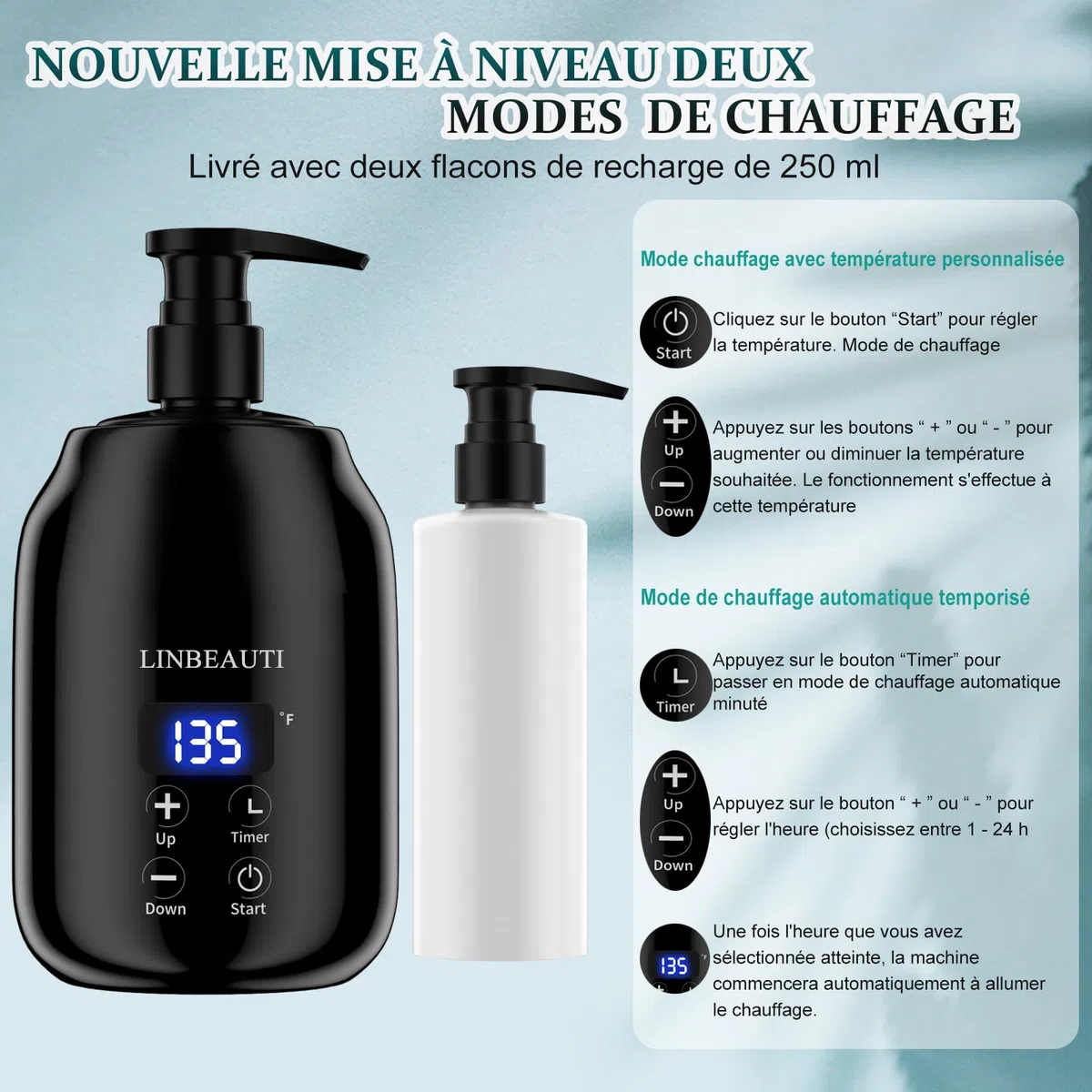 Massageöl Wärmer für Spa Massageöl 2 Flaschen Spender und Lotion Wärmer LED Anzeige Gel Flaschenwärmer Massageöl Heizung für Salon Massageöl Flaschenwärmer (schwarz)