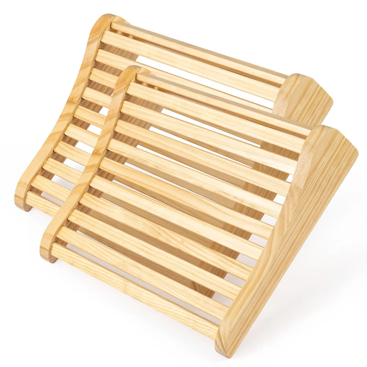 2er-Pack Sauna-Kopfstütze aus Holz, ergonomisch, mit gebogener Rückenlehne und Nackenstütze für Sauna und Infrarotkabine, aus Holz gefertigt, wellenförmiges Sauna-Zubehör, Sauna-Nackenkissen