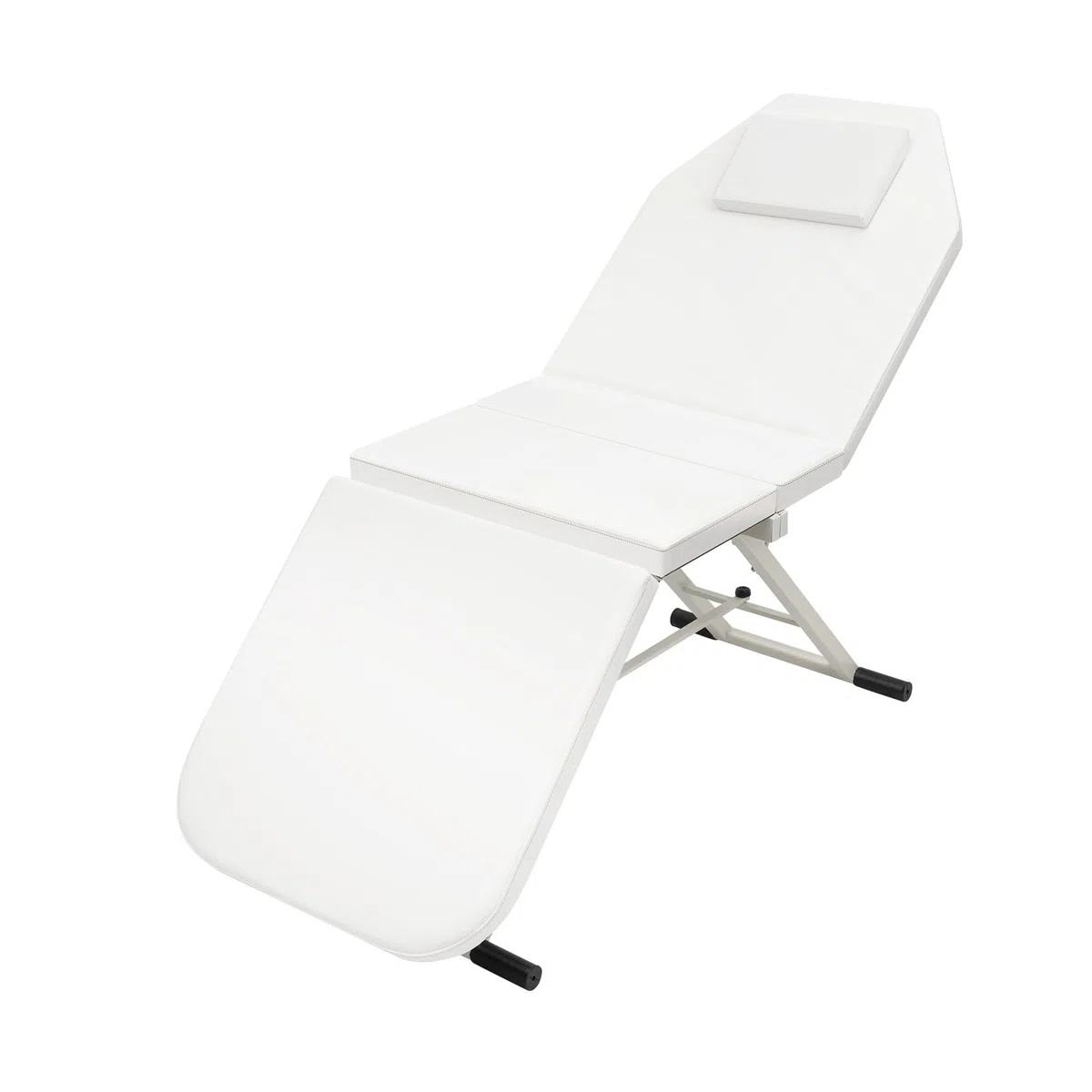 3 Zonen Mobile Klappbar Massageliege, 182 x 60 x 61CM Stahl 250KG Tragfähig Weiß Höhenverstellbar Massagetisch Kosmetikstuhl mit Kopfstütze PU Polster für Spa Salon Tattoo Schönheit