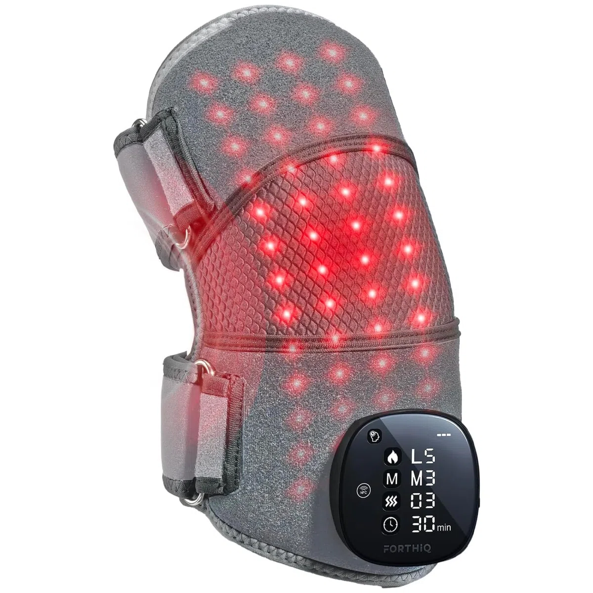 FORTHiQ RED+ Kniebandage mit Wärme und Rotlicht, 5 Intensitätsstufen, 52 Rot- & Infrarotlichtern, kabellos und verstellbar für Knie, Ellenbogen & Schultern, Geschenk für Männer & Frauen