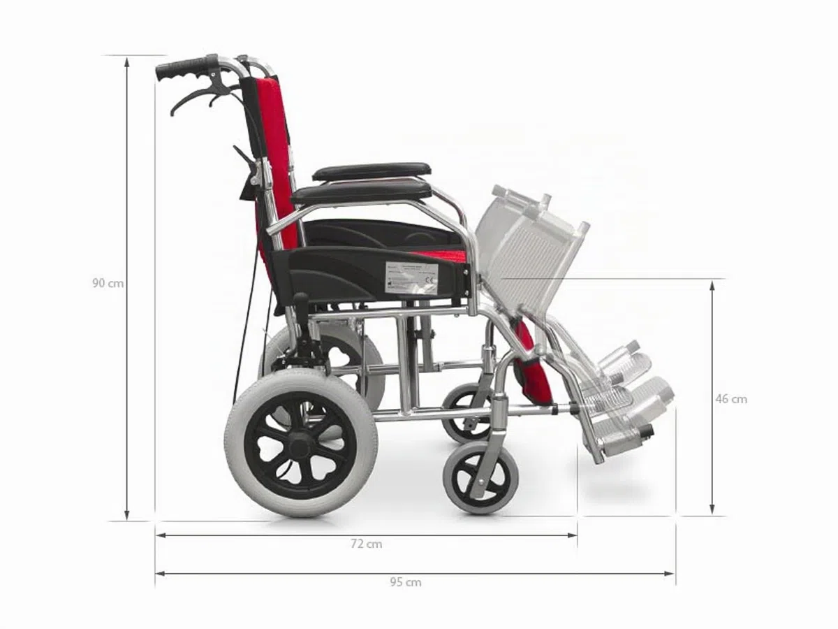 QUIRUMED Klappbarer Rollstuhl, Aluminiumrahmen, ultraleicht, Beifahrerbremsen, kompakt, orthopädisch