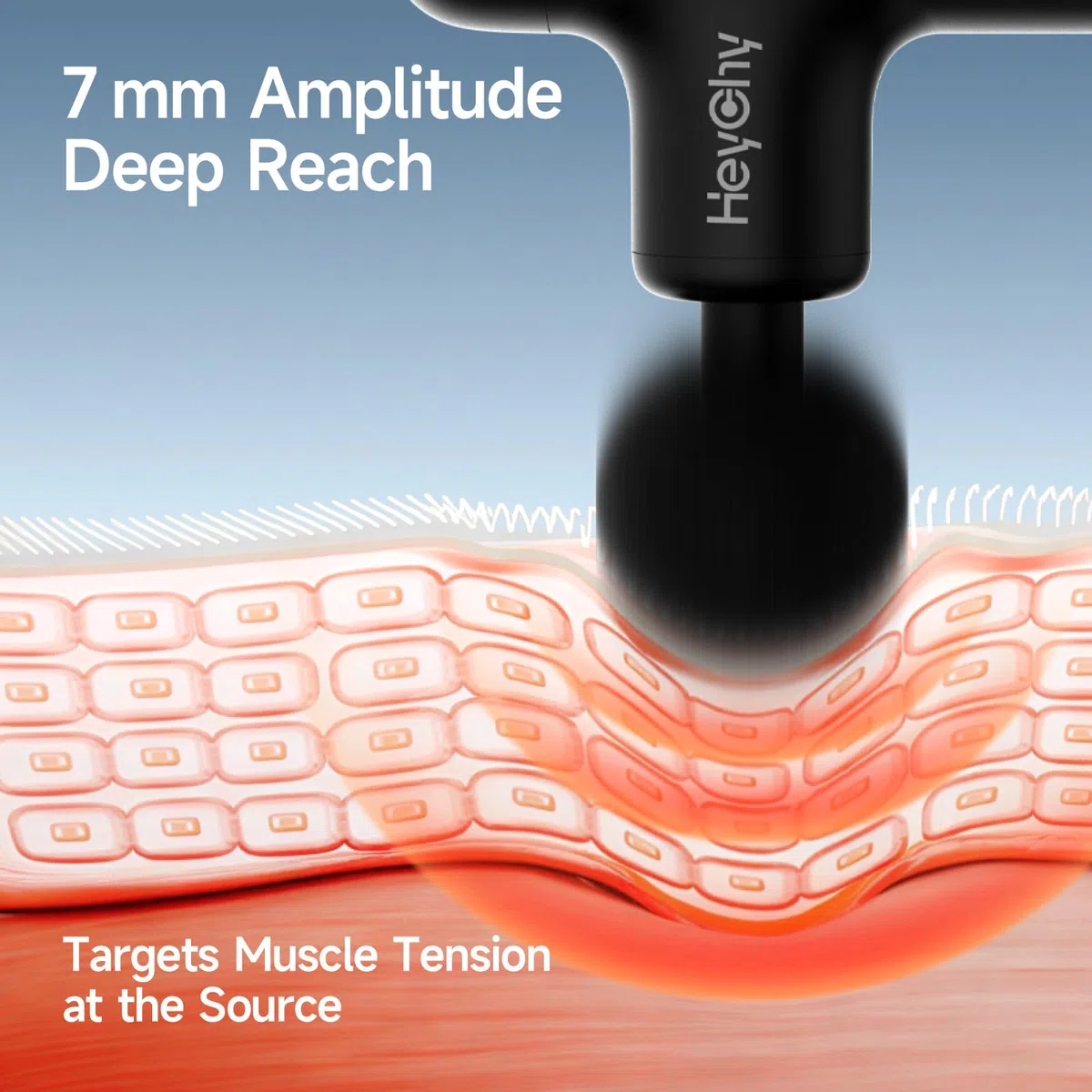 HEYCHY Mini Massagepistole, Elektrisches Faszienmassagegerät mit 4 Aufsätzen und 5 Stufen zur Muskelentspannung, Für Nacken, Rücken, Schultern, Bein, Geschenk für Männer Frauen (Schwarz)