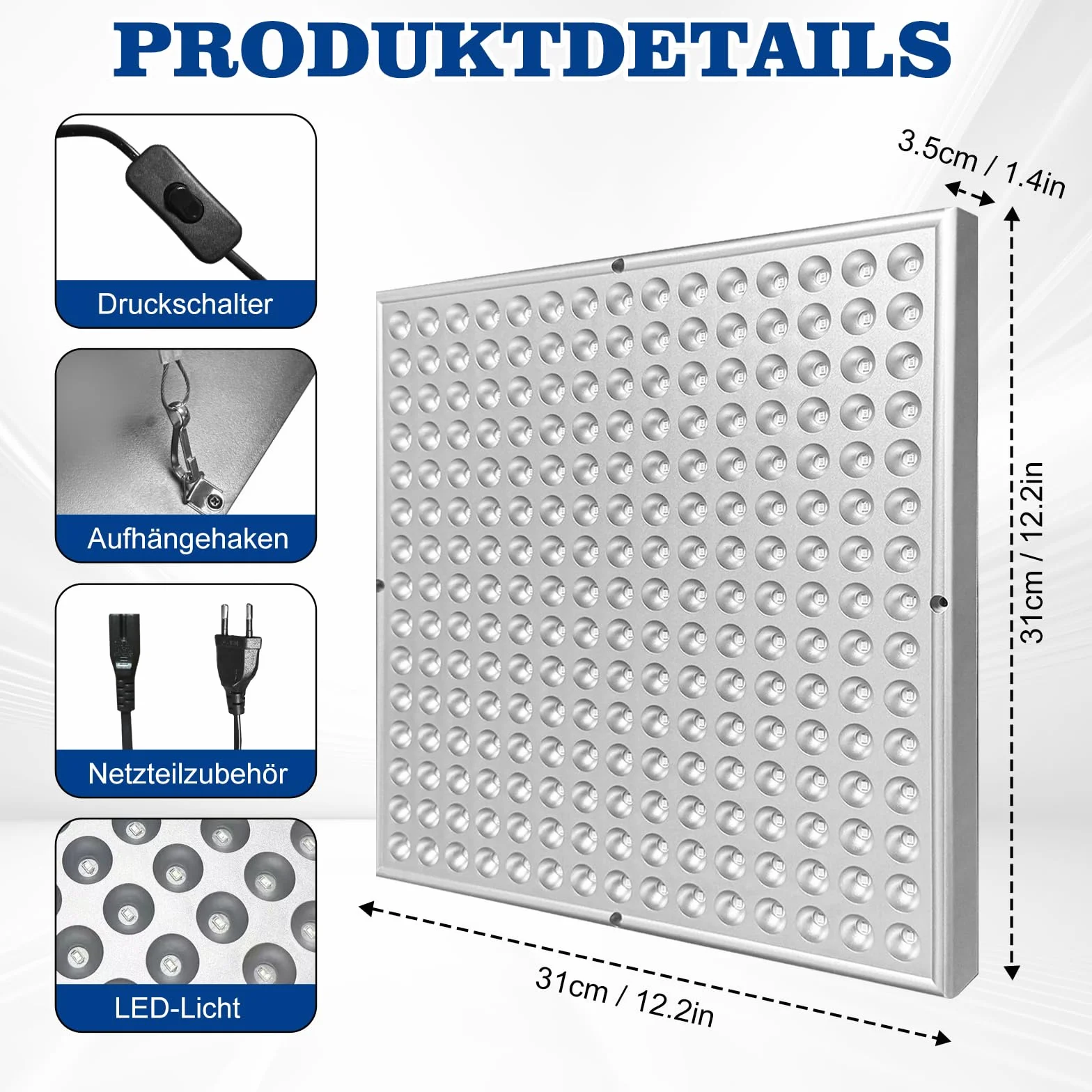 Bräunungslicht Solarium Portable Tanning Lamp für Home Gesichtsbräunung Tageslicht für Gesicht und Körper für zu Hause with Adjustable Stand and Hanging Hooks (Blau)
