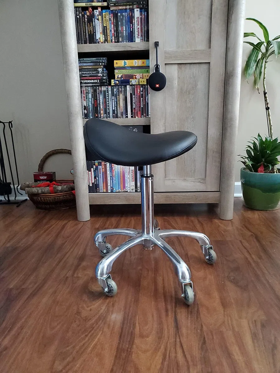 Professioneller Sattelhocker mit Rollen, ergonomisch, drehbar, höhenverstellbar, für Klinik, Zahnarzt, Schönheitssalon, Tattoo, Heimbüro, Grün