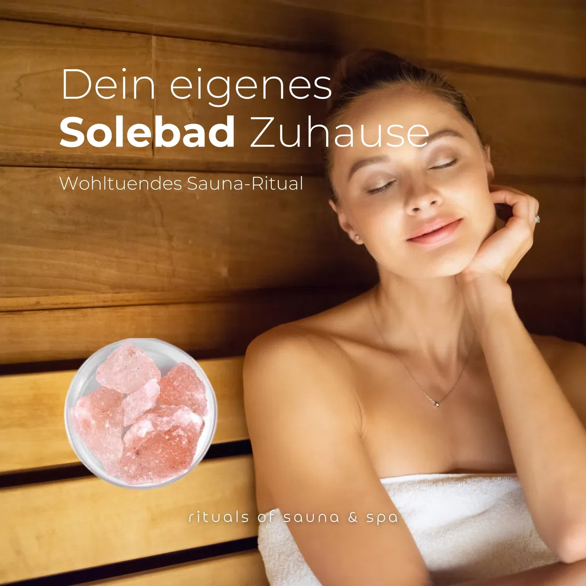 wellow® Sole-Set für die Sauna – 1 kg Himalaya-Salzkristalle + Spezial-Dampfstein – für intensiven Sole-Aufguss & wohltuendes Saunaklima – Saunasalz für Sauna & Solebad