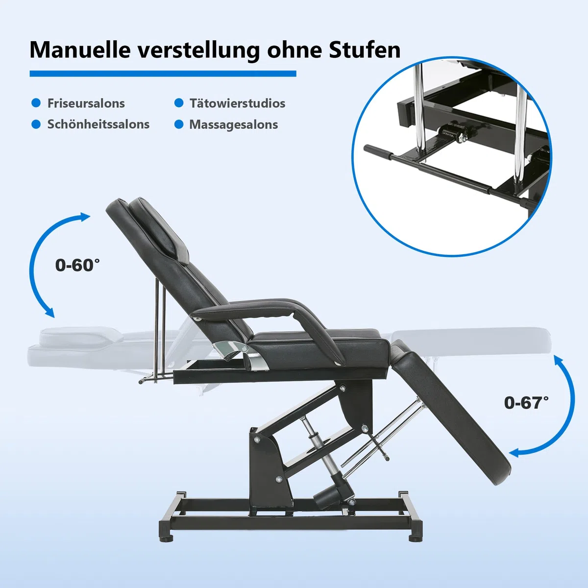 Barberpub Elektrische Tattoo Liege Massageliege, Kosmetikliege Set, Therapieliege Schönheitsausrüstung klappbar & höhenverstellbar, 0100 (Schwarz)