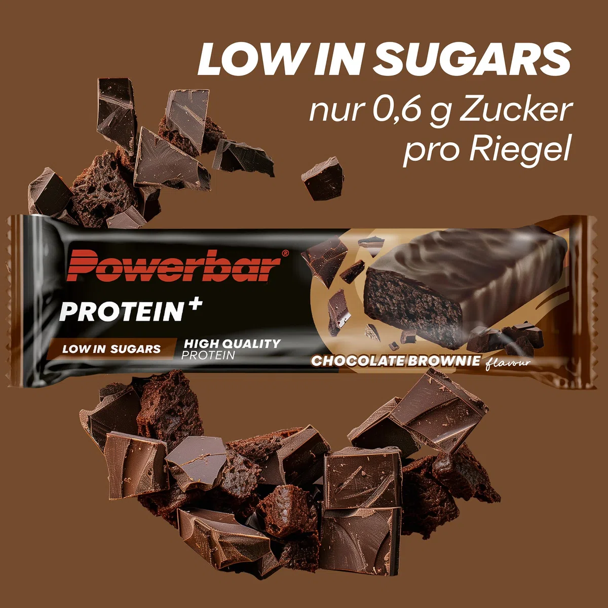 Powerbar - Protein Plus - Low Sugar - Chocolate-Brownie - 30x35g - Riegel mit nur 107 Kcal - Fitnessriegel mit Ballaststoffen