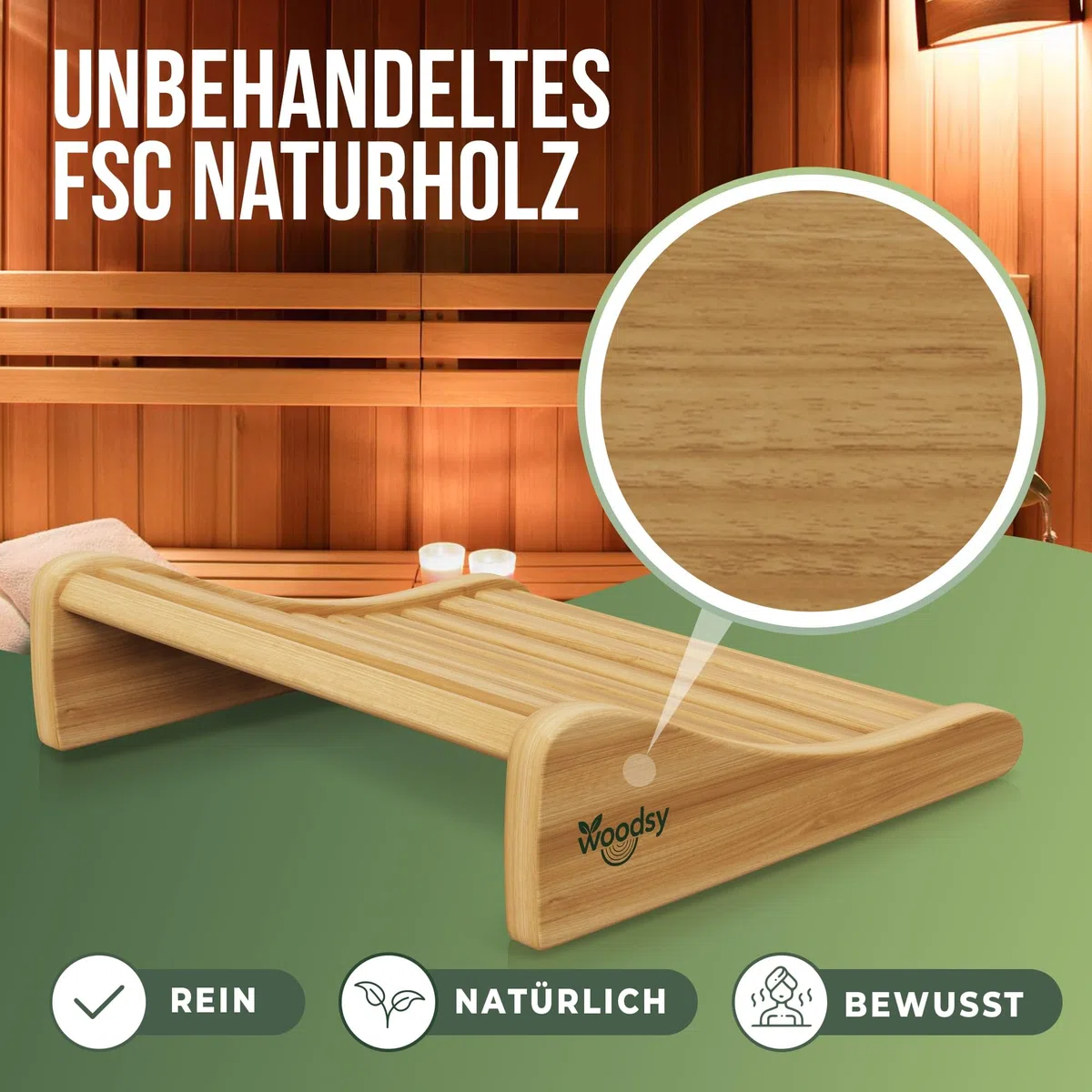 ART COLOR Woodsy Saunakopfstütze aus Holz – Ergonomisches Sauna Zubehör für entspanntes Liegen – Hochwertiges Saunazubehör für maximale Erholung (2X Kopfstütze)