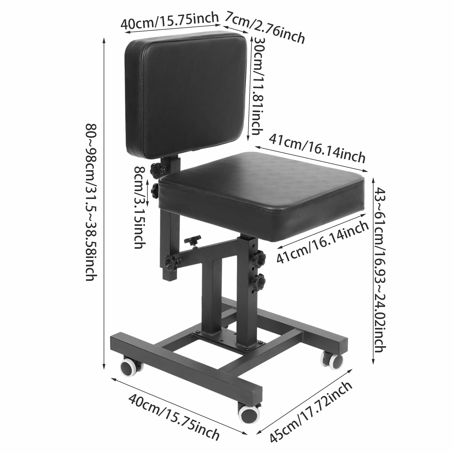 Multifunktionsstuhl mit Armlehne, Tattoo Armlehne Stuhl, Verstellbare Tattooo Stuhl, Einstellbar Tattoo Arm Rest Stand, für Häusern, Schönheitssalons, Nagelsalons, Einkaufszentren (Schwarz mit Rollen)