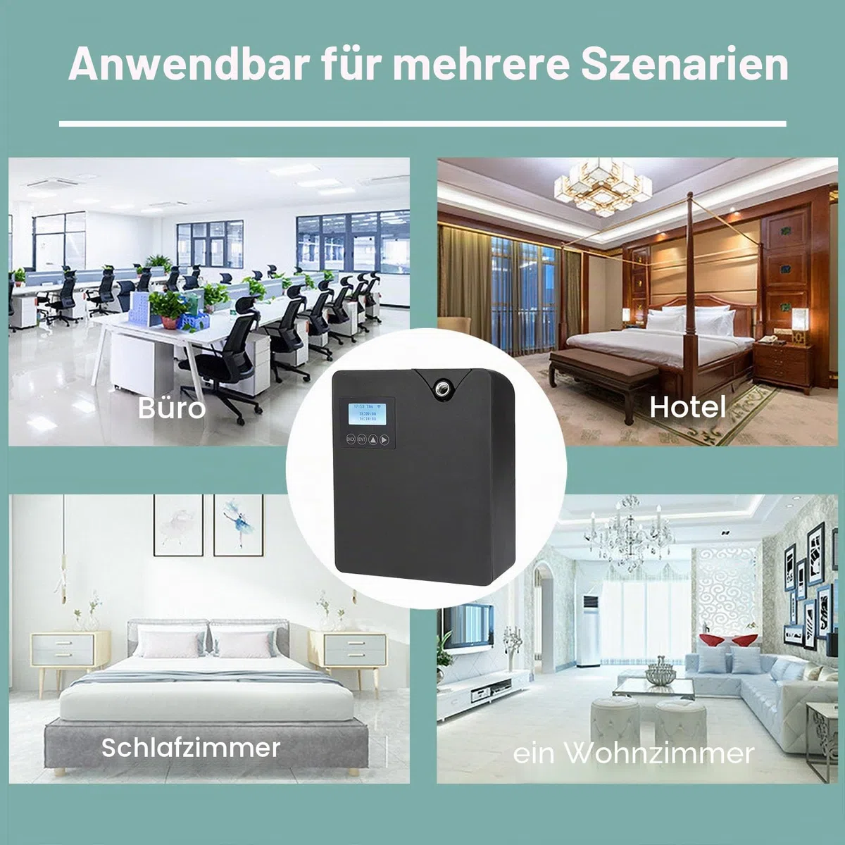 300ml Aroma Diffuser für Duftöle, Luftbefeuchter Mit Bluetooth und WLAN, Bedeckung 2000㎡, Premium Kaltvernebelung Aroma Diffuser Für Schlafzimmer, Büro, Spa (Schwarz)