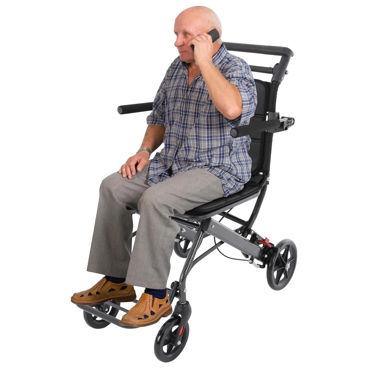 Rollstuhl Faltbar Leicht, Rollstühle Rollstuhl Faltbar, Reiserollstuhl | Wheelchair 220 lbs Tragkraft, Integrierte Handbremse, Doppelbremse für Behinderteund Senioren, FuBstütze, Armlehnen