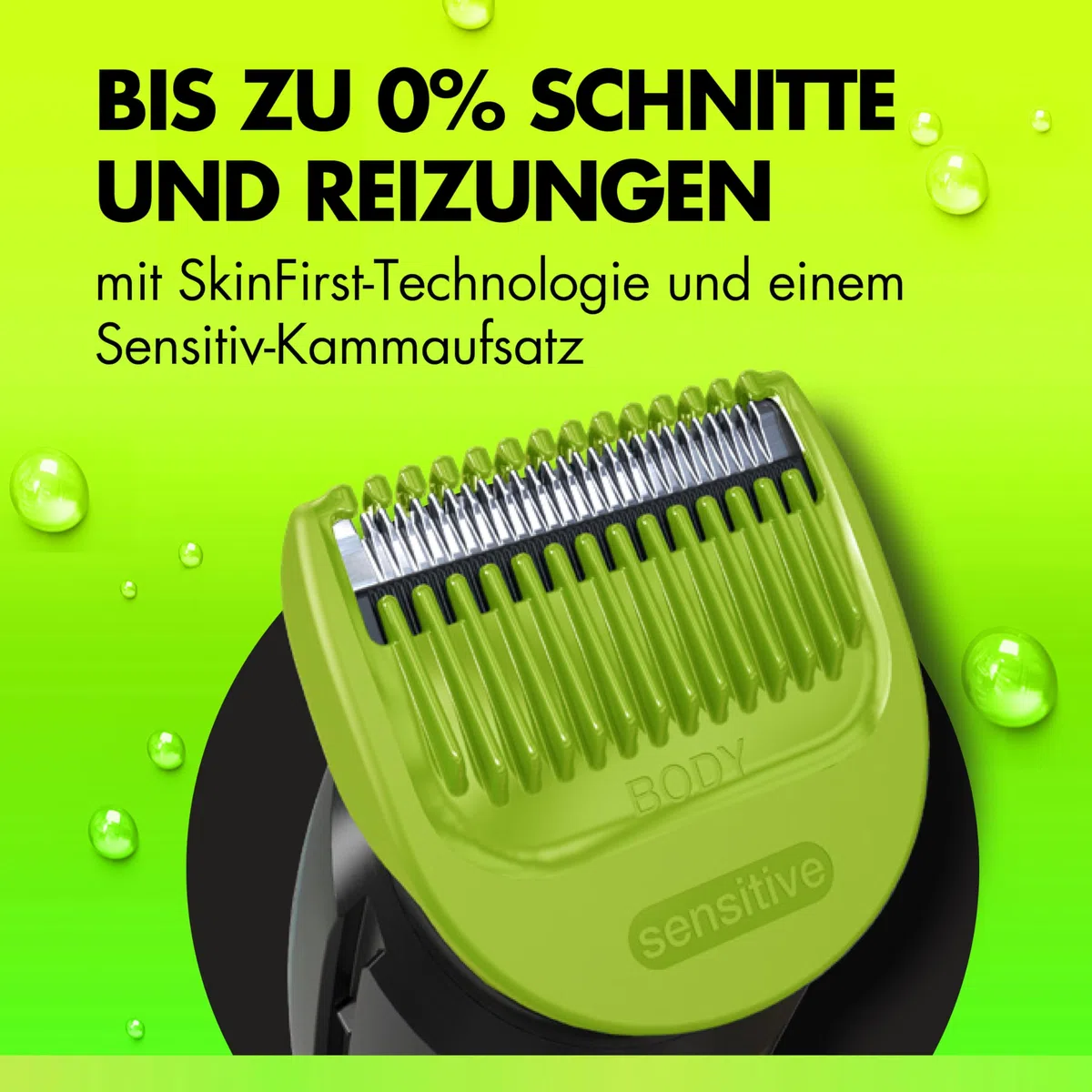 GilletteLabs i3 Body + Intimate Trimmer Herren mit SkinFirst-Technologie — Intimrasierer Mann für Körper & Intimbereich, Wasserdichte — Schwarz/Grün