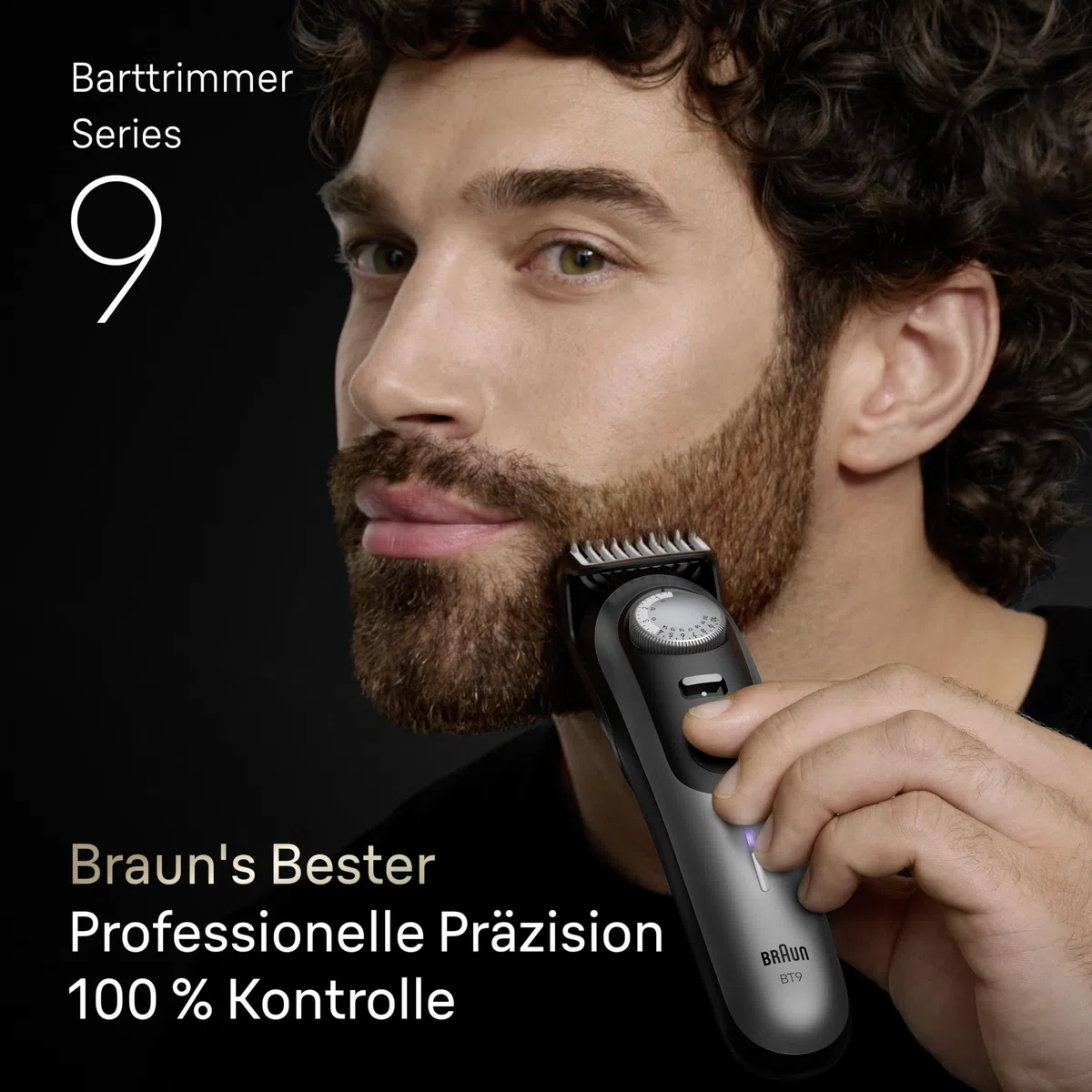 Braun Barttrimmer Series 9, Kabelloser Bartschneider Herren, BT9545, Chrom - Bart Rasierer mit 52 Längen, Trimmer mit 180 Min. Akku, Wasserdicht, Inkl. 10 Barber-Tools, Lebenslang Ultrascharfe Klinge