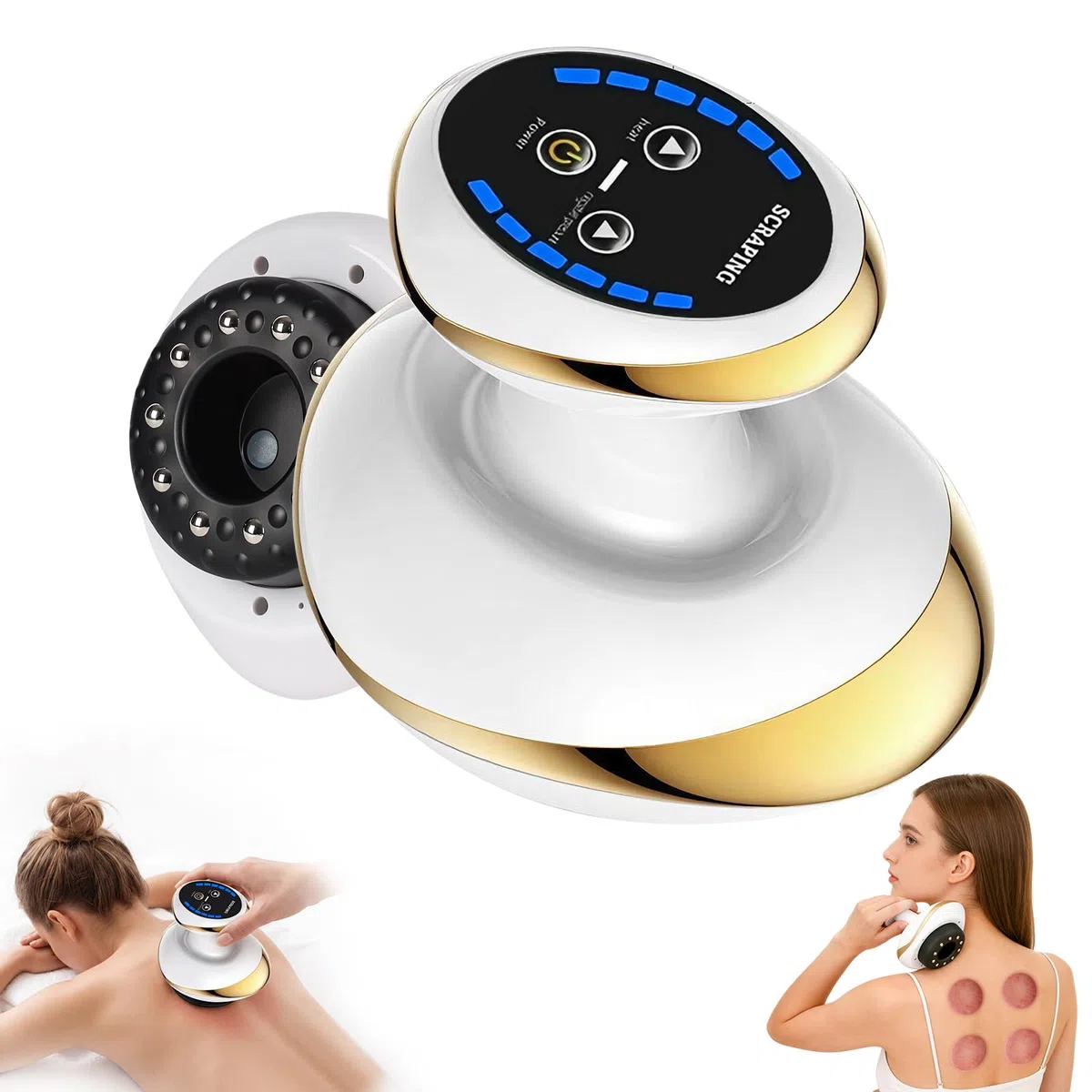 4 in 1 Elektrischer GuaSha Massager - 6 Stufen Anti Cellulite Gerät, Schröpfgerät Elektrisch mit Wärmefunktion, Kabelloses Design Vakuum Massagegerät, Schröpfmassagegerät für Bessere Durchblutung