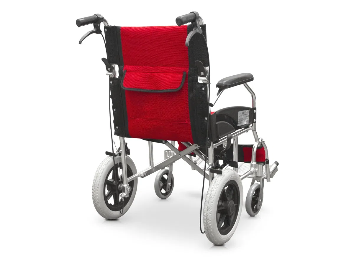 QUIRUMED Klappbarer Rollstuhl, Aluminiumrahmen, ultraleicht, Beifahrerbremsen, kompakt, orthopädisch