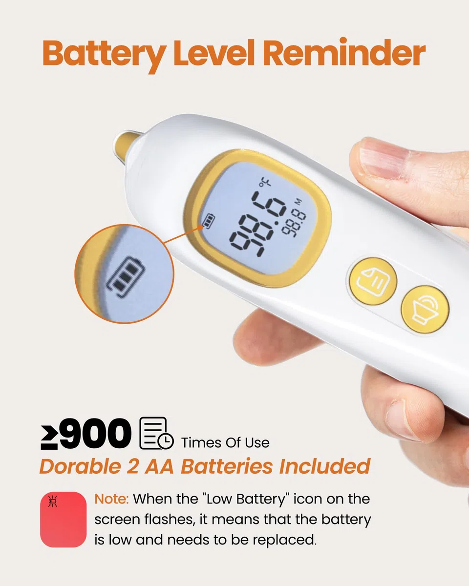 Digitales Ohrthermometer, FSA- und HSA-berechtigtes hochgenaues Thermometer für Kinder, Erwachsene und Kleinkinder, 32 Speicherabrufe, 1s schnell, 3-farbiger Fieberalarm und Stummschaltmodus, 21
