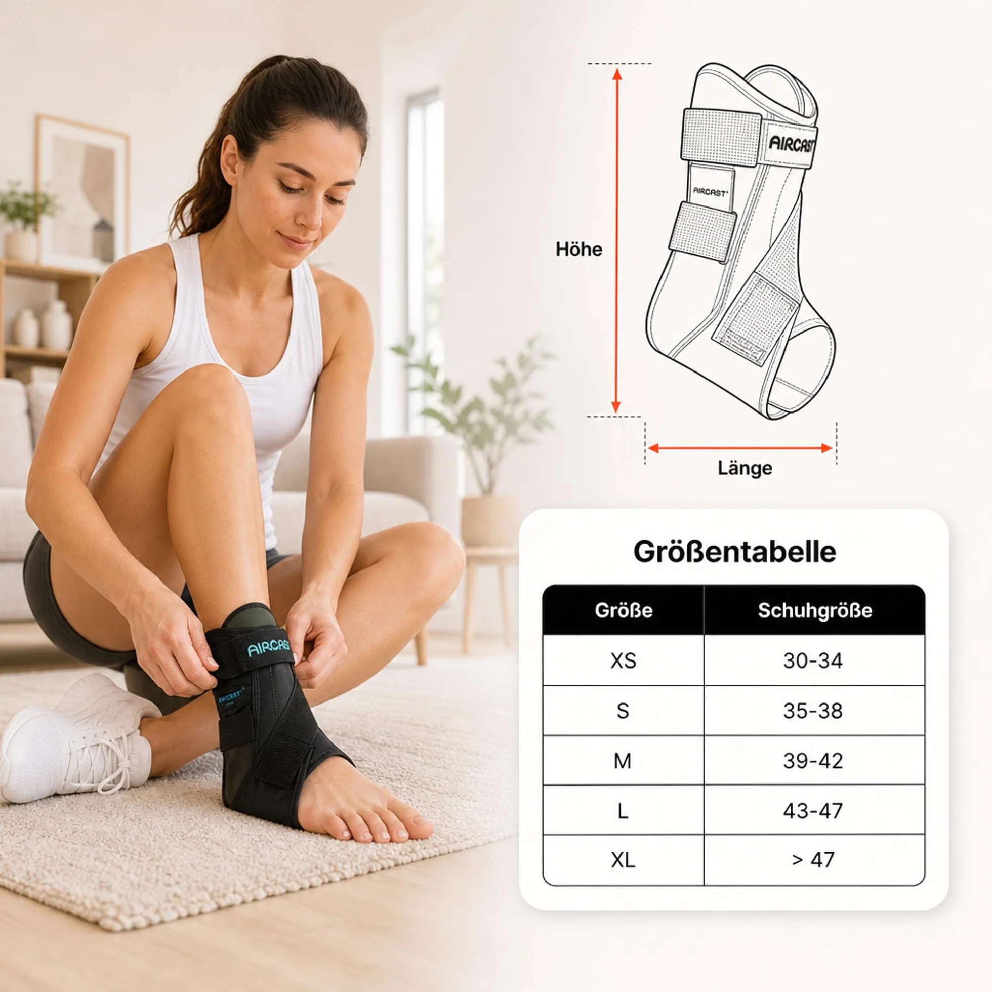 Aircast AirGo Sprunggelenkschiene in verschiedenen Größen für Links oder Rechts - 1 Stück - Höchster Komfort und optimale Stabilität für schnelle Genesung und aktive Bewegung (L, Rechts)