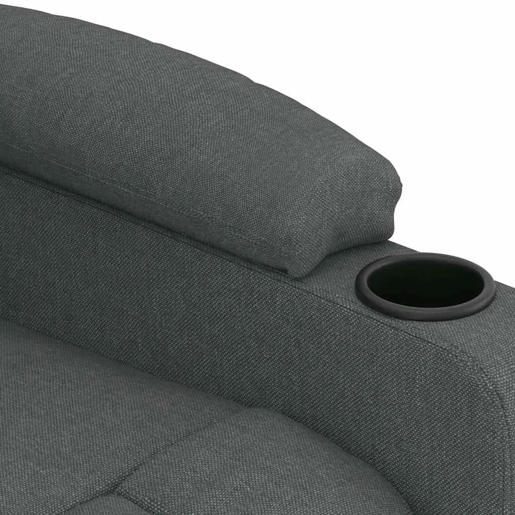 vidaXL Massagesessel, Sessel Verstellbar Elektrisch, Relaxsessel mit Liegefunktion Vibrationsfunktion, Ohrensessel Fernsehsessel, Dunkelgrau Stoff