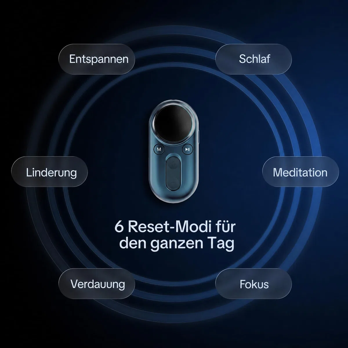 Luna Plus AI Vagusnervenstimulationsgerät, tragbares taVNS-Vibrationsgerät fürs Ohr mit App und AI Coach, 6 Modi, Unterstützung für HRV- und Schlafanalysen, tägliche 20-Minuten-Routine, Blau