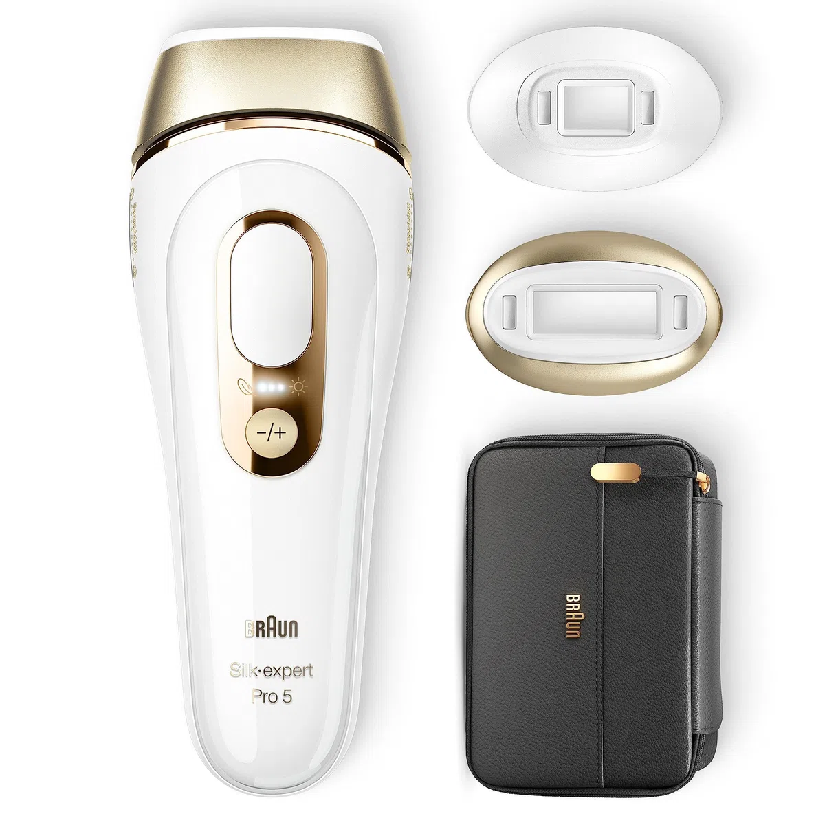 Braun IPL Silk Expert Pro 5 Haarentfernungsgerät Damen/Herren, 2 Aufsätze, sichtbare Haarentfernung, Designed In Germany, Alternative zu Laser Haarentfernung, PL5140, weiß/gold