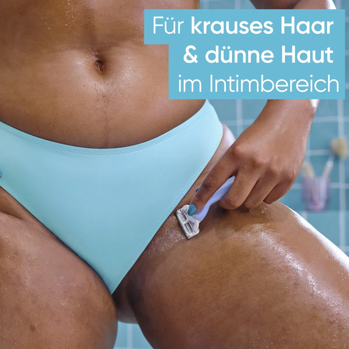 Gillette Venus Intimate Rasierer Damen, Hellblau - Damenrasierer für Den Intimbereich, Intimrasierer für Frauen, Nassrasierer, Inkl. 5 Rasierklingen, Handstück und Duschhalterung