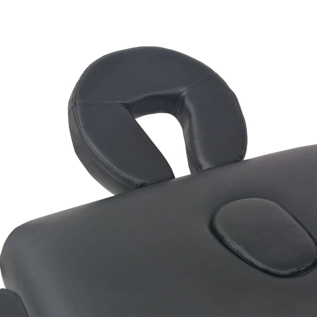 Massageliege 2-Zonen klappbar, 10 cm Polsterung, höhenverstellbare Mobile Massagebank mit Tragetasche, Kosmetikliege aus Massivholz, Schwarz