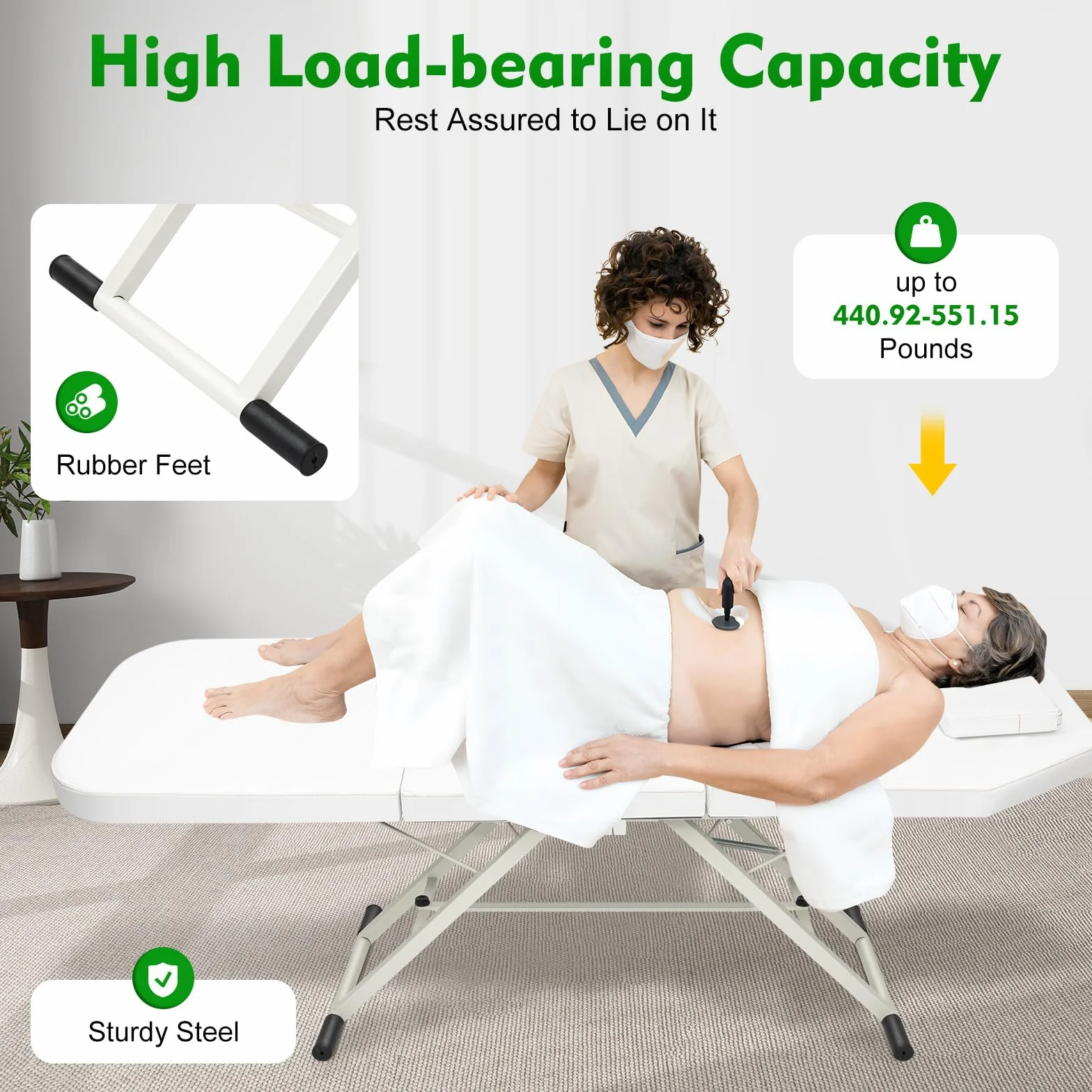 Mit 3 Zonen Klappbar Therapieliege Kosmetikstuhl Massageliege Massagebank Kosmetikliege Faltbarer Massagestuhl Bett PVC Salon SchöNheit Couch Tragbare Tattoo Spa Gesichtsbett Beauty (Weiß)