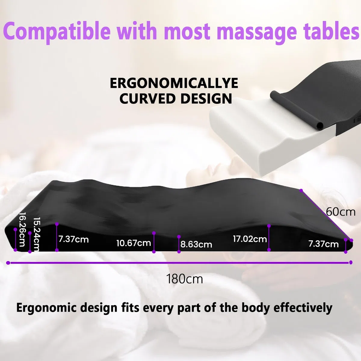Massagebett Topper Wimpernbett Wave Matratze 180x60 cm Welle Schaum, Ergonomische Foam für Kosmetikliege Massageliege Spa-Massage und Schönheitssalon (nur Matratze)