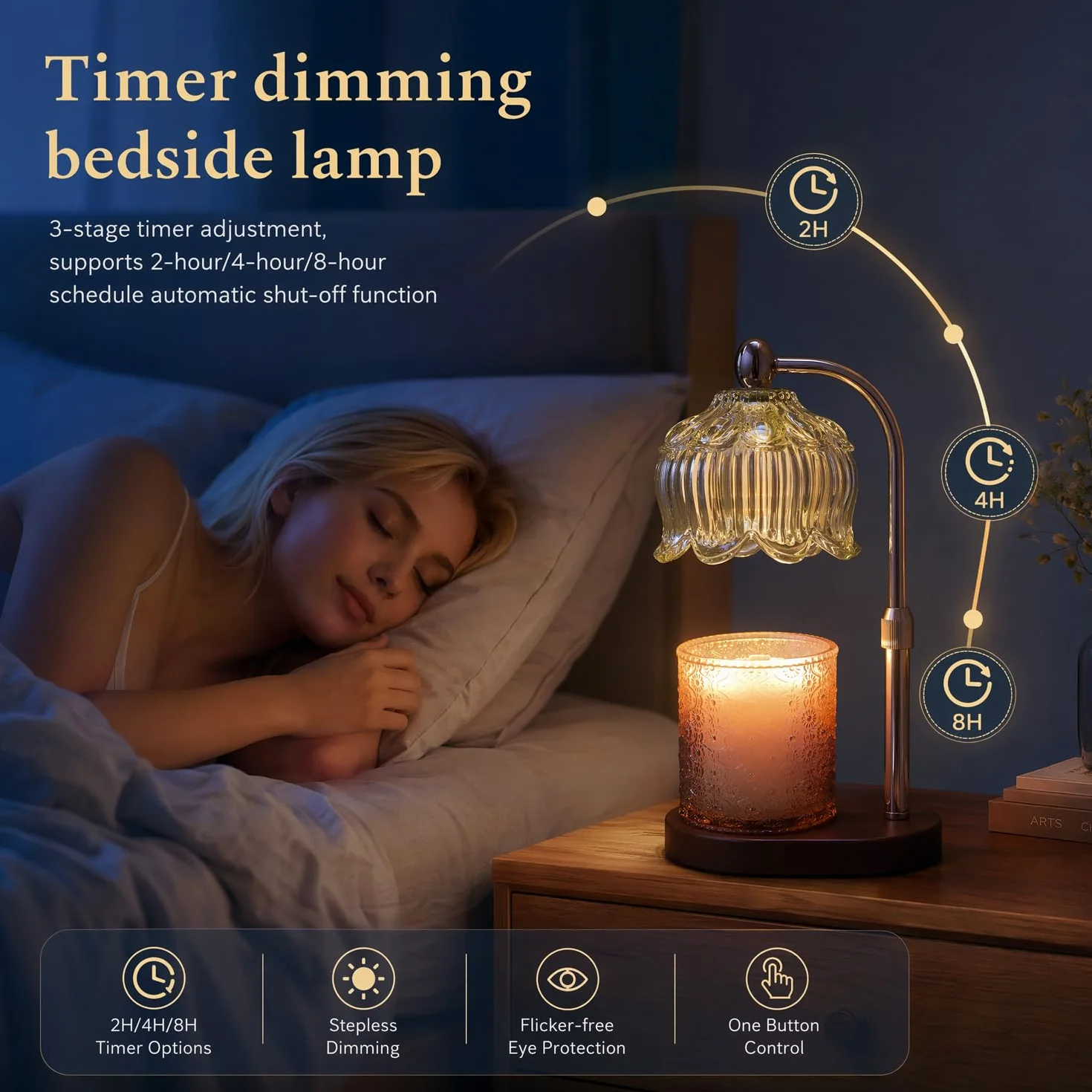 Kerzenwärmerlampe mit Timer und Dimmer – Elektrischer Wachsschmelzer für Duftkerzen mit 2 Glühbirnen Das ultimative Geschenk zu Weihnachten, zum Muttertag (Strawberry)