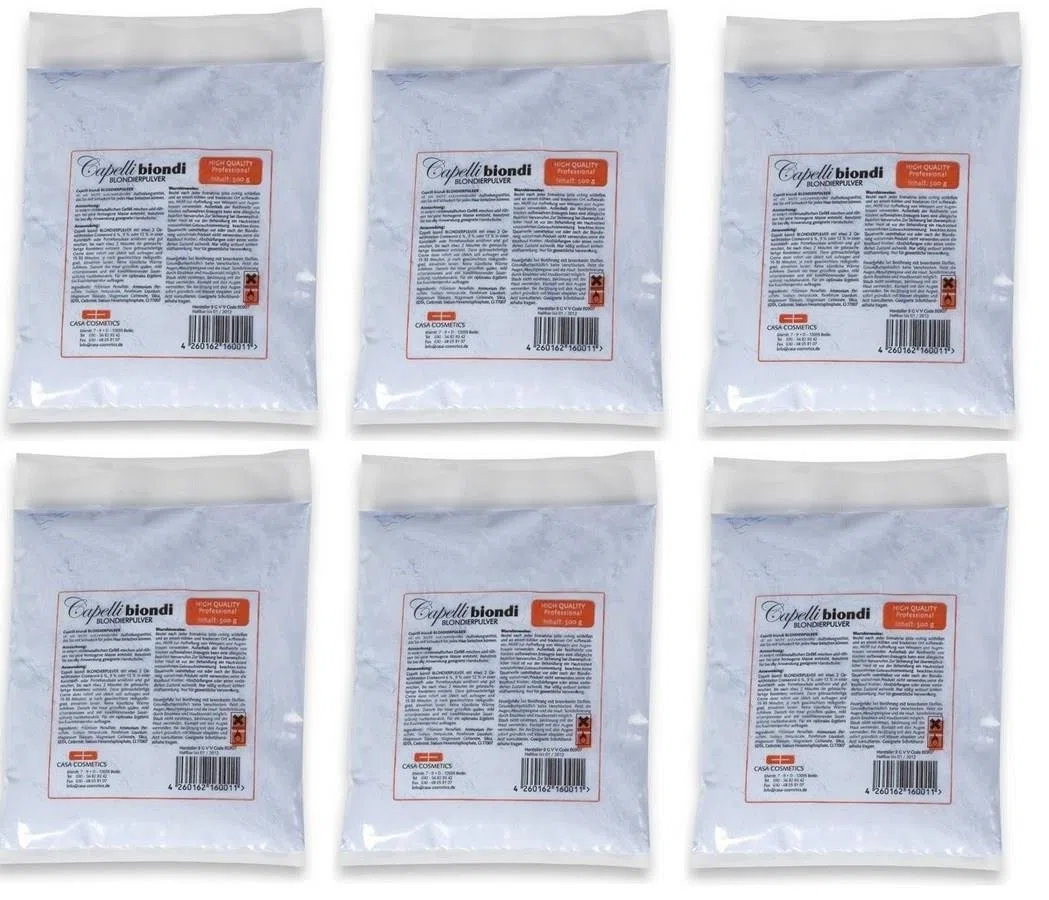 6er Set: Capelli biondi staubfreies Blondierpulver im 500 Gramm Beutel