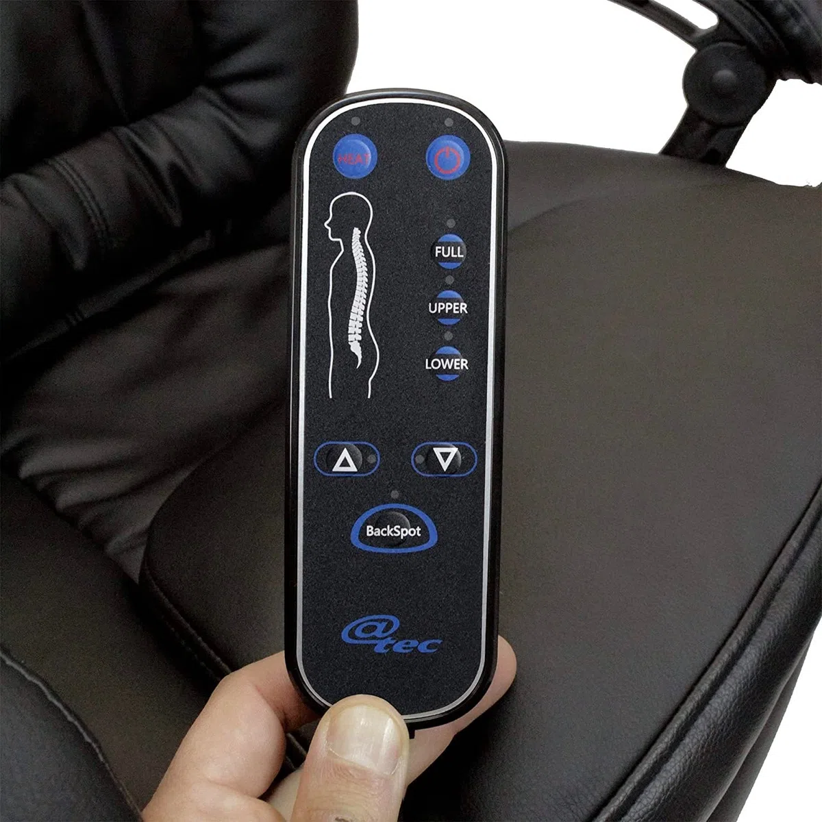 @tec Tiga Deluxe Chefsessel mit Massagefunktion und Wärme, Bürosessel mit kräftiger Shiatsu Massage, Bürostuhl gepolstert mit Rollen, Drehstuhl Kunstleder schwarz