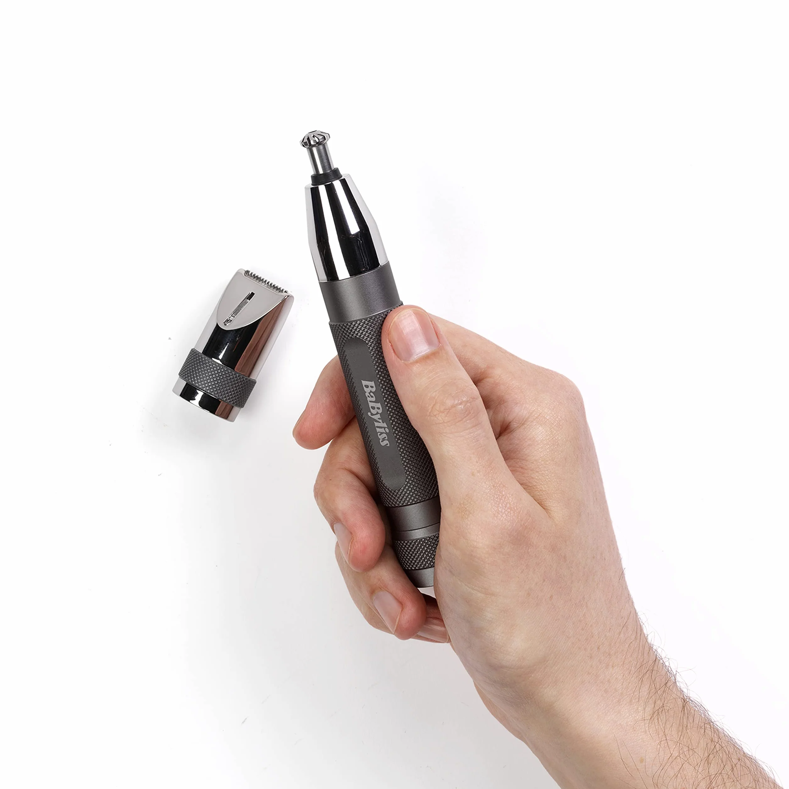 BaByliss Super-X Metal Präzisions-Detail-Trimmer – 3-in-1 Nasen-, Ohren- & Augenbrauentrimmer, 2 Aufsätze, 2 Kammaufsätze, batteriebetrieben – E116E