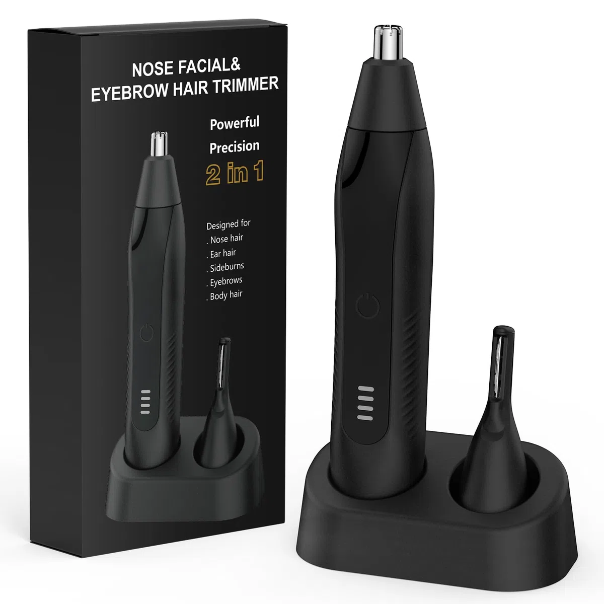 Nasenhaartrimmer, Wiederaufladbar Nasenhaarschneider 2 in 1 Set,Ohrhaarschneider mit Doppelschneideklingen Professioneller schmerzfreier Augenbrauen und esichtshaartrimmer