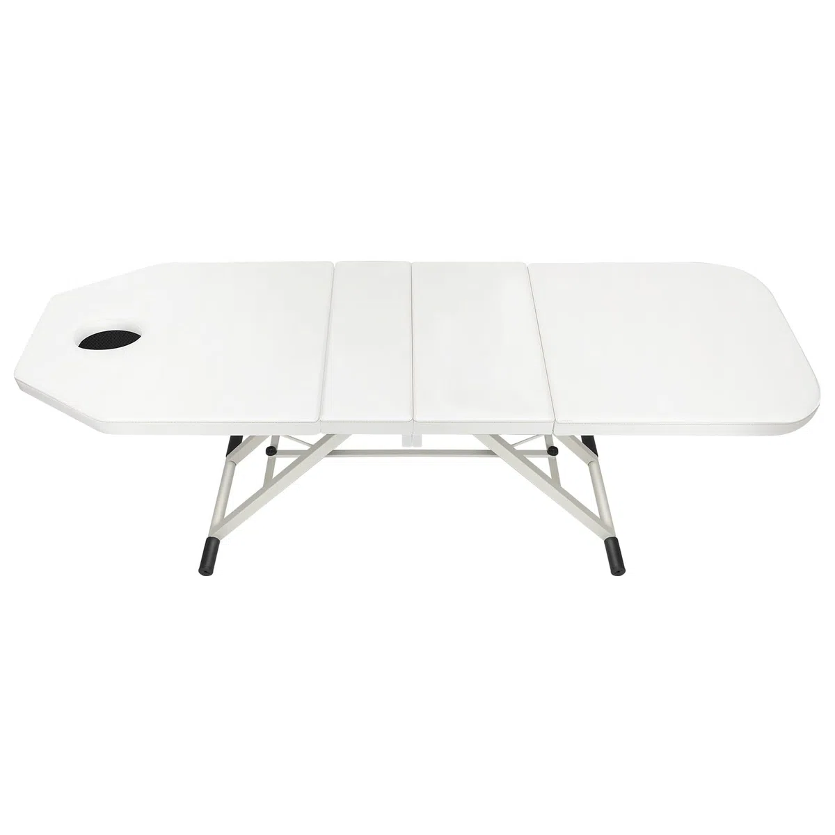 3 Zonen Mobile Klappbar Massageliege, 182 x 60 x 61CM Stahl 250KG Tragfähig Weiß Höhenverstellbar Massagetisch Kosmetikstuhl mit Kopfstütze PU Polster für Spa Salon Tattoo Schönheit