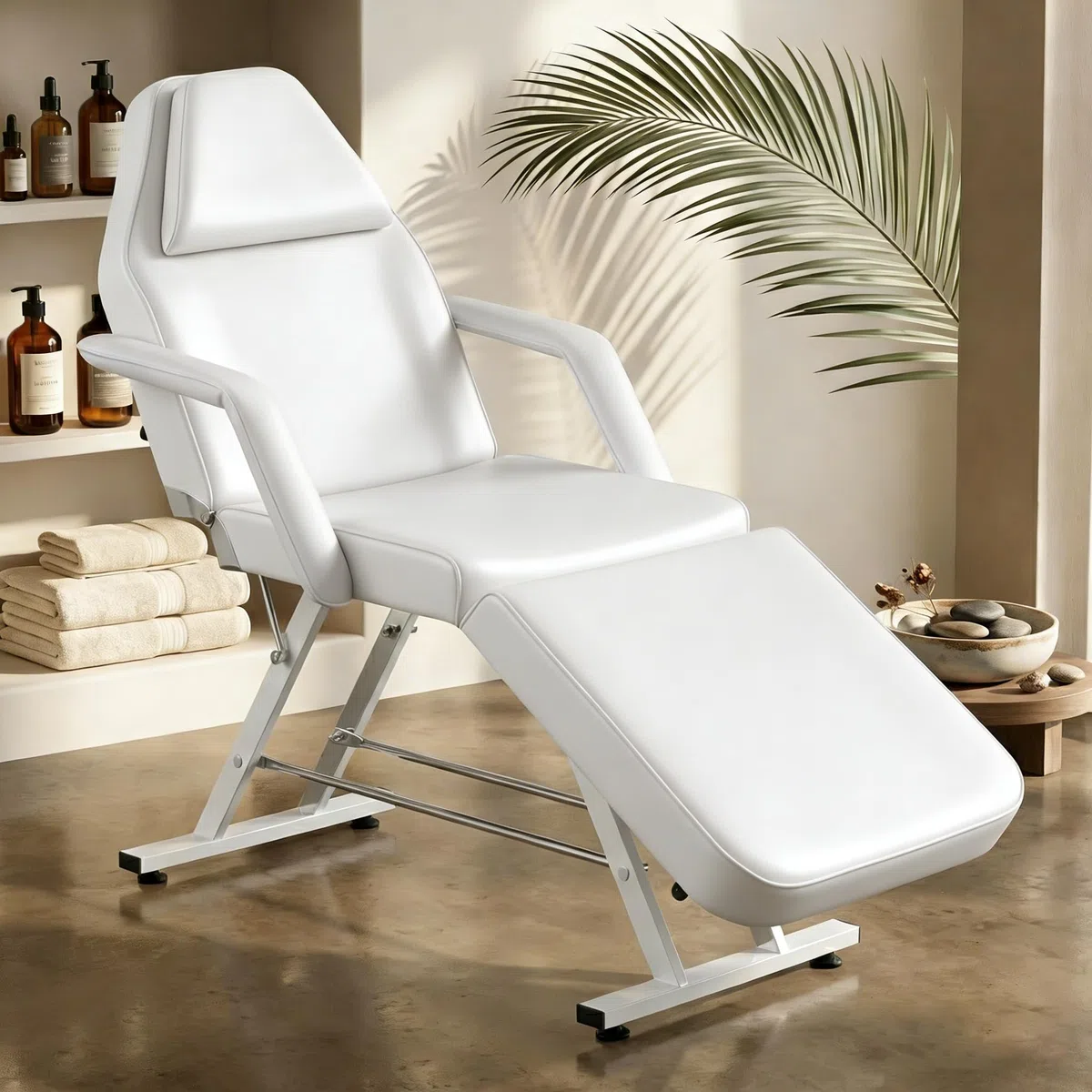 Kosmetikliege 3 Einstellbare Abschnitte Schönheitsbett, Ergonomische Massageliege mit Verstellbare Rückenlehne & Fußstütze, Robuste Tattooliege bis 150 kg Ideal für Kosmet, Spa & Therapien (Weiß)