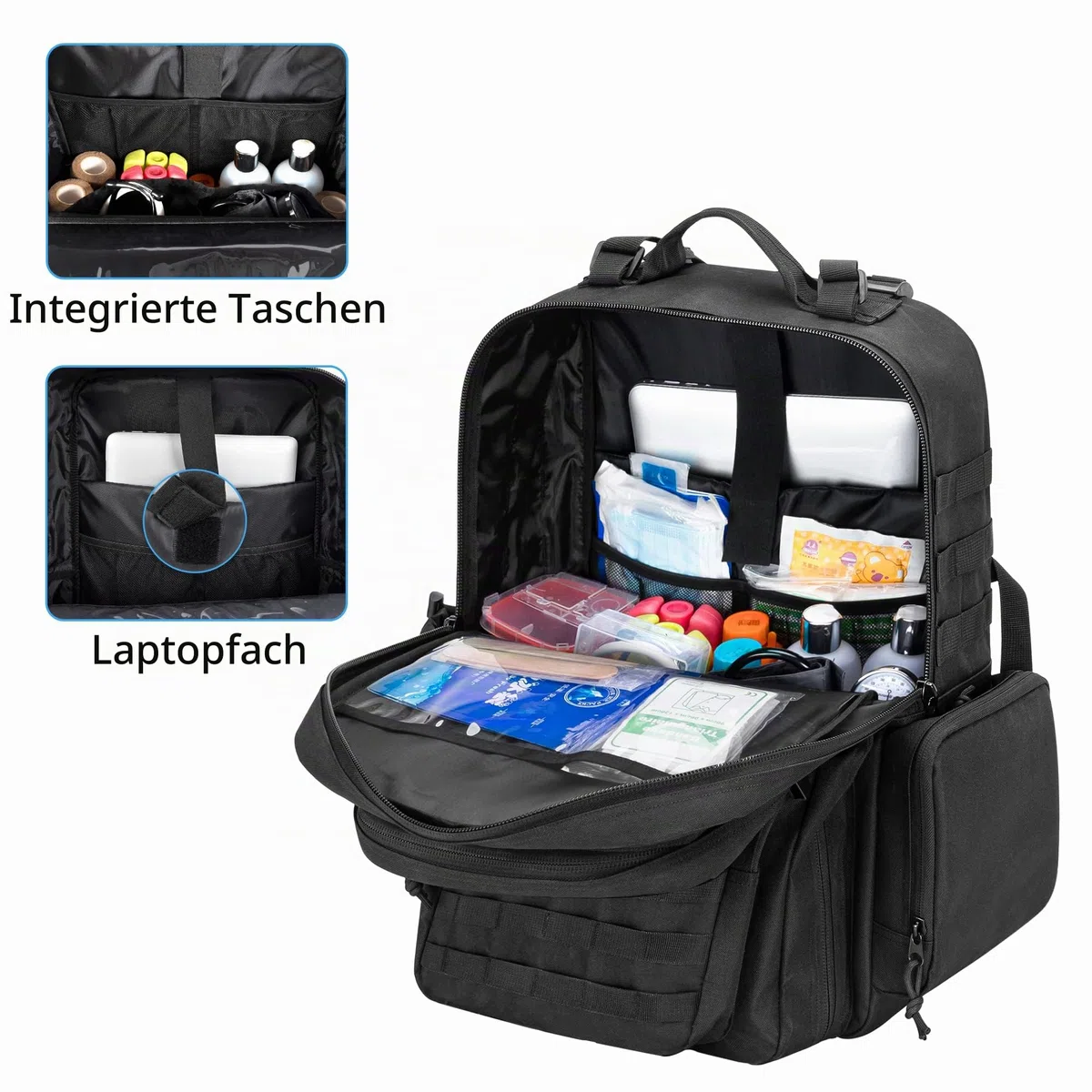 Damero Taktischer Rucksack, Trauma, leer, Molle Bag First Aid Bug Out Medizinische Taktiktasche für Camping, Schwarz