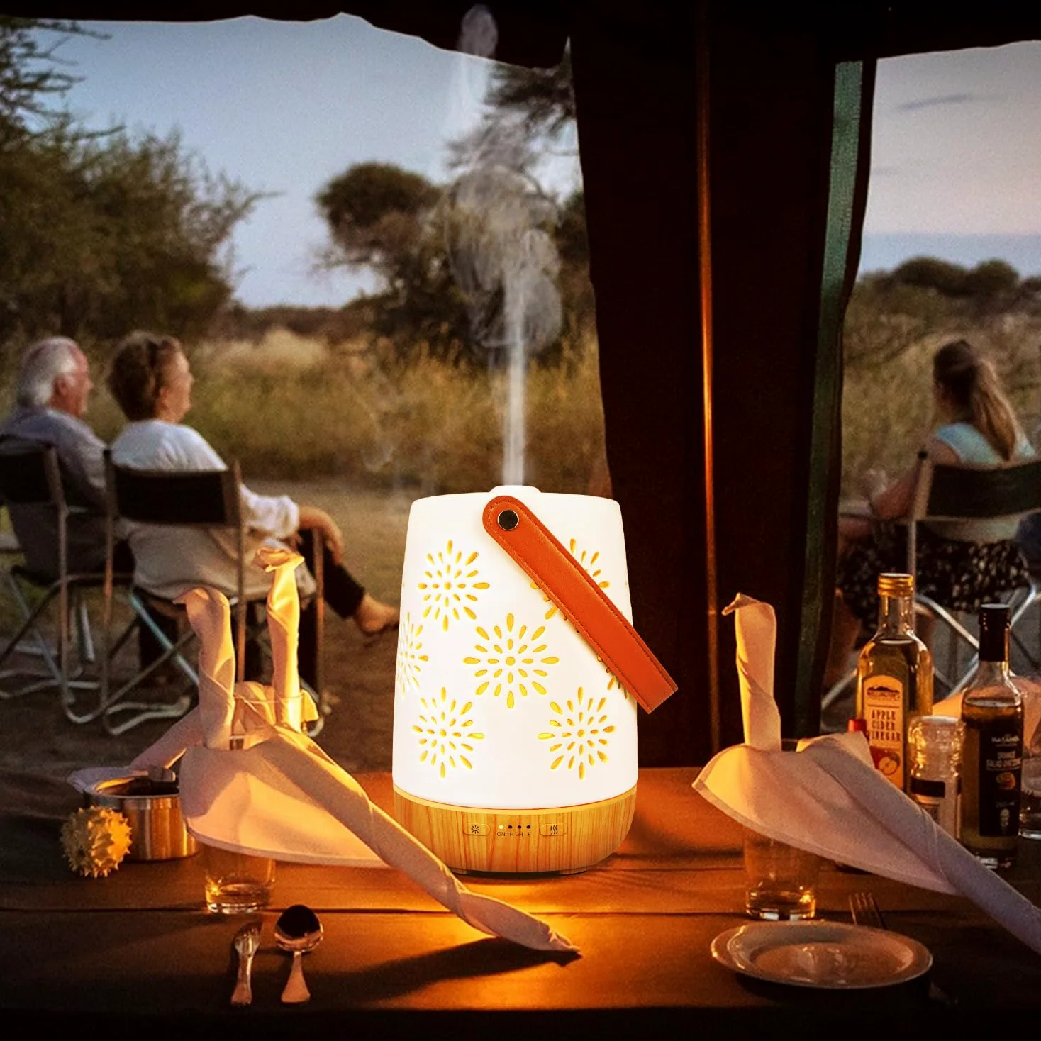 SALUBRITO Keramik Aroma Diffuser für Ätherische Öle, Kabellos Wiederaufladbare Aromatherapie Diffusor mit Akku, Tragbarer Diffusor, Automatisch Power-Off Duftlampe für Draußen, Camping, Zuhause, Yoga