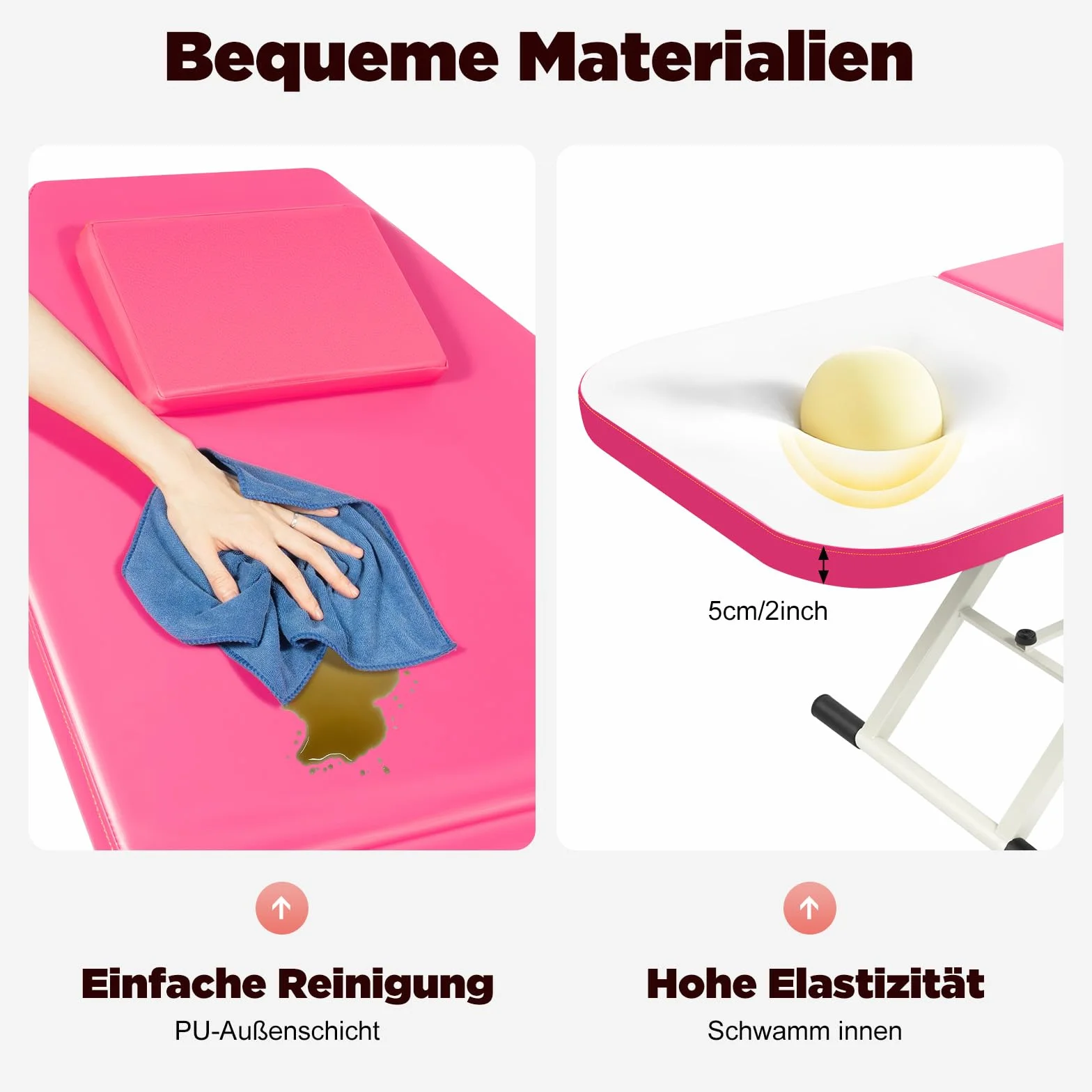 Kosmetikliege, 3 Zonen Wimpernliege, Mobile Klappbar Massageliege für Spa Salon Tattoo Schönheit, Tragfähigkeit 200-250 kg, Rosa