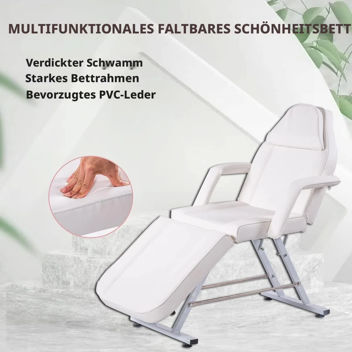 Verstellbares Schönheitsbett/Stuhl 3 Klappbetten Professionelle Tattoo Liegestühl SPA Bett Mit Abnehmbarer Kopfstütze Liege für Kosmetikstudio, Tattoo & Spa (Weiß)