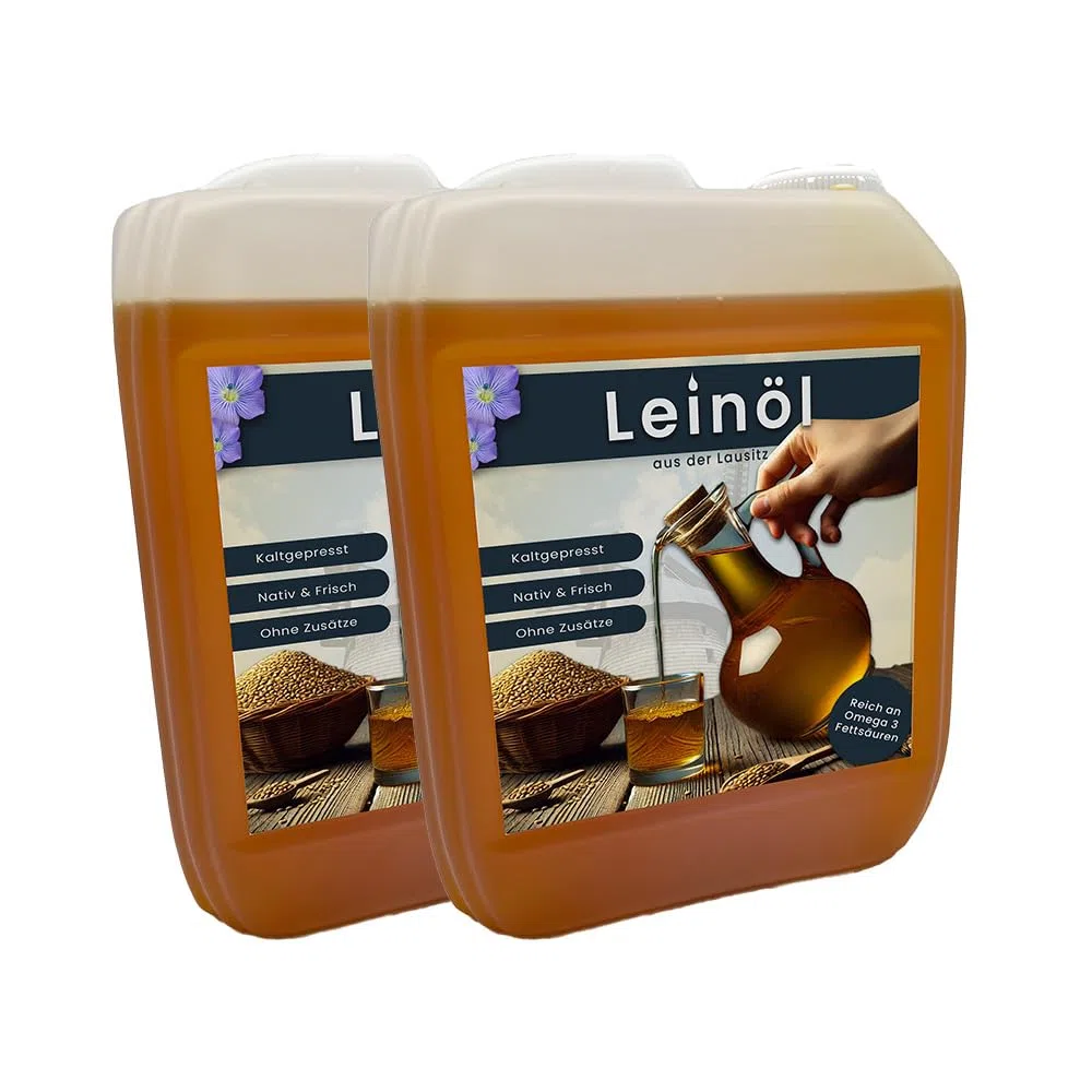 10 Liter Leinöl Leinsamenöl frisch nativ kaltgepresstes Leinöl für gesunde Energie 2 x 5 Liter