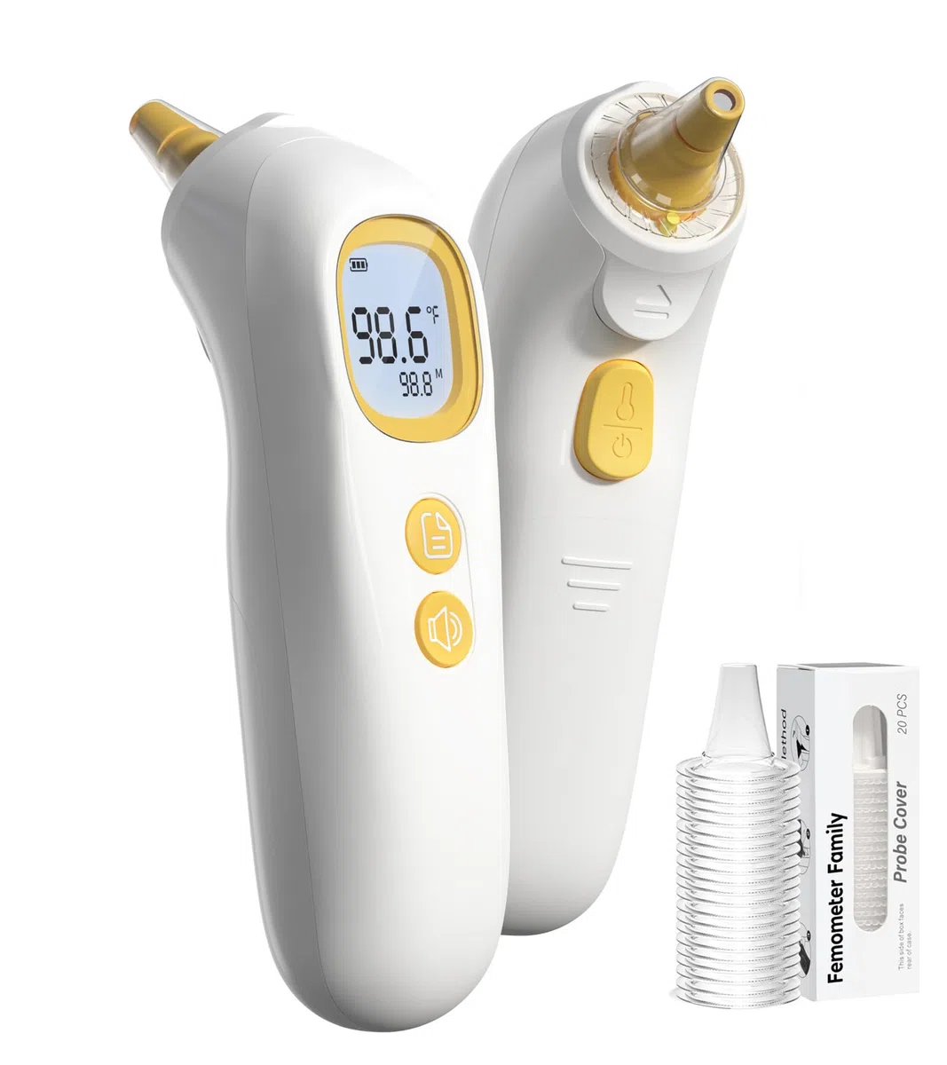 Digitales Ohrthermometer, FSA- und HSA-berechtigtes hochgenaues Thermometer für Kinder, Erwachsene und Kleinkinder, 32 Speicherabrufe, 1s schnell, 3-farbiger Fieberalarm und Stummschaltmodus, 21
