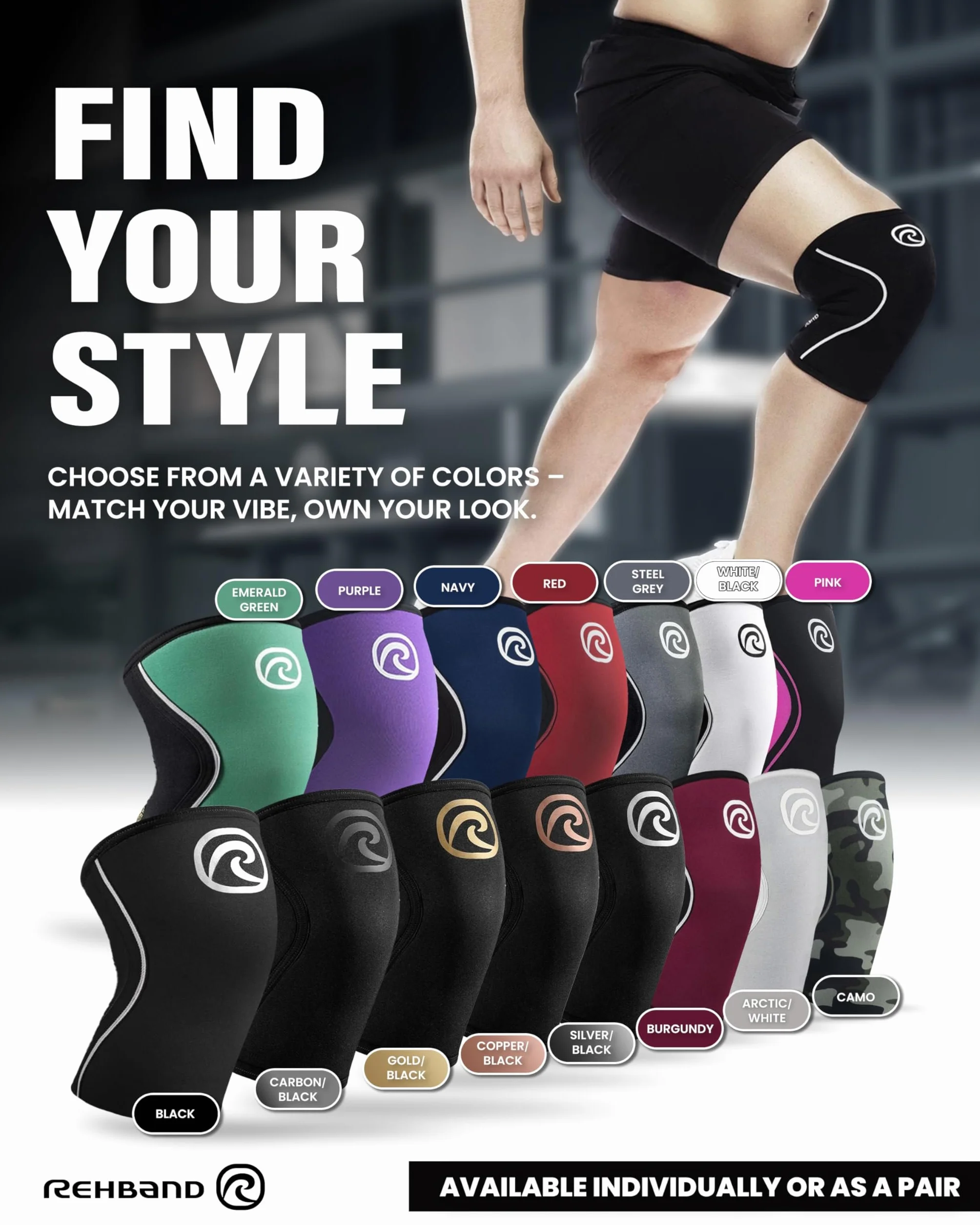 Rehband Kniebandage Kraftsport, Kniestütze für Cross Fit & schweres Training, Knee Sleeve aus 5 mm Neopren, in vielen Farben & Größen, Unisex