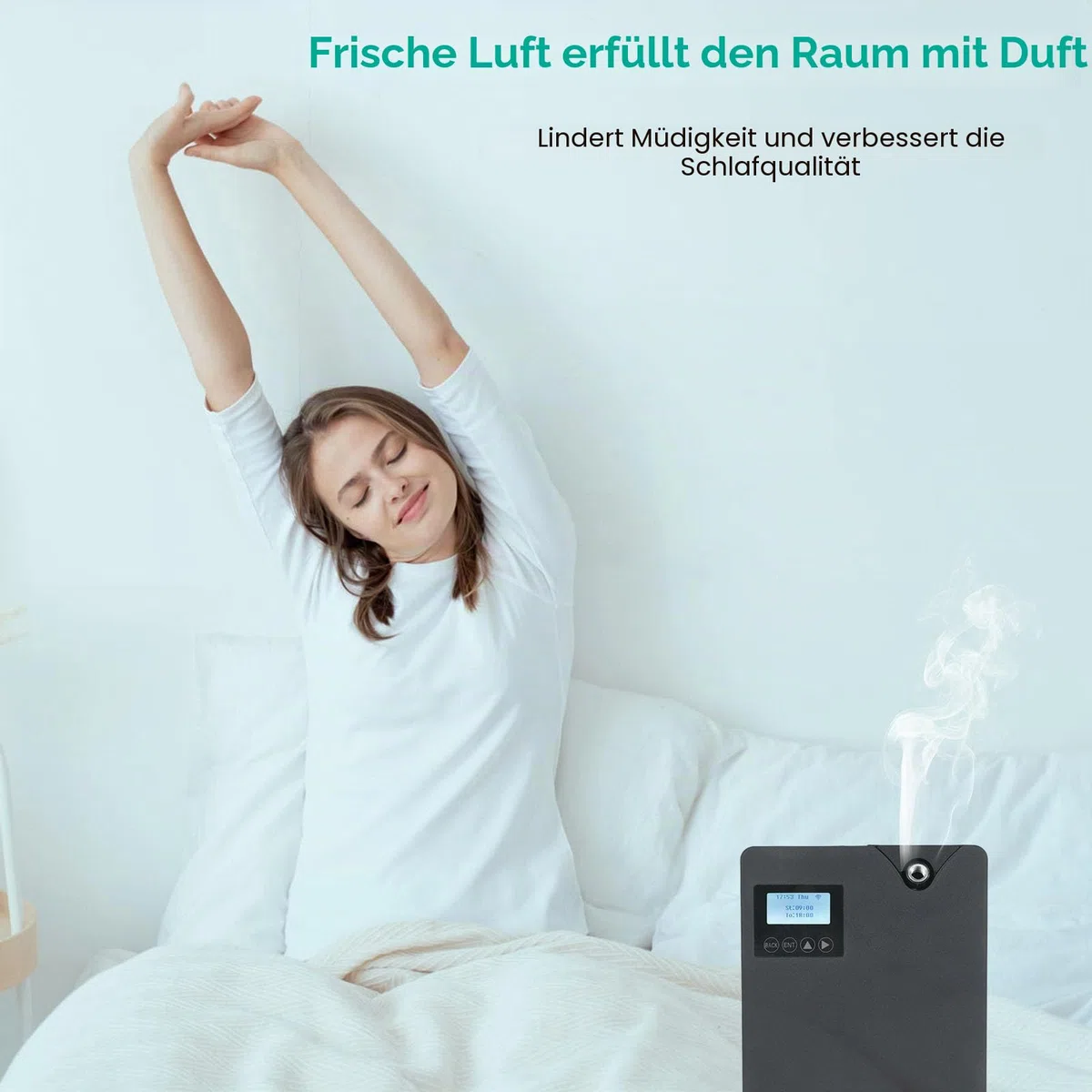 300ml Aroma Diffuser für Duftöle, Luftbefeuchter Mit Bluetooth und WLAN, Bedeckung 2000㎡, Premium Kaltvernebelung Aroma Diffuser Für Schlafzimmer, Büro, Spa (Schwarz)